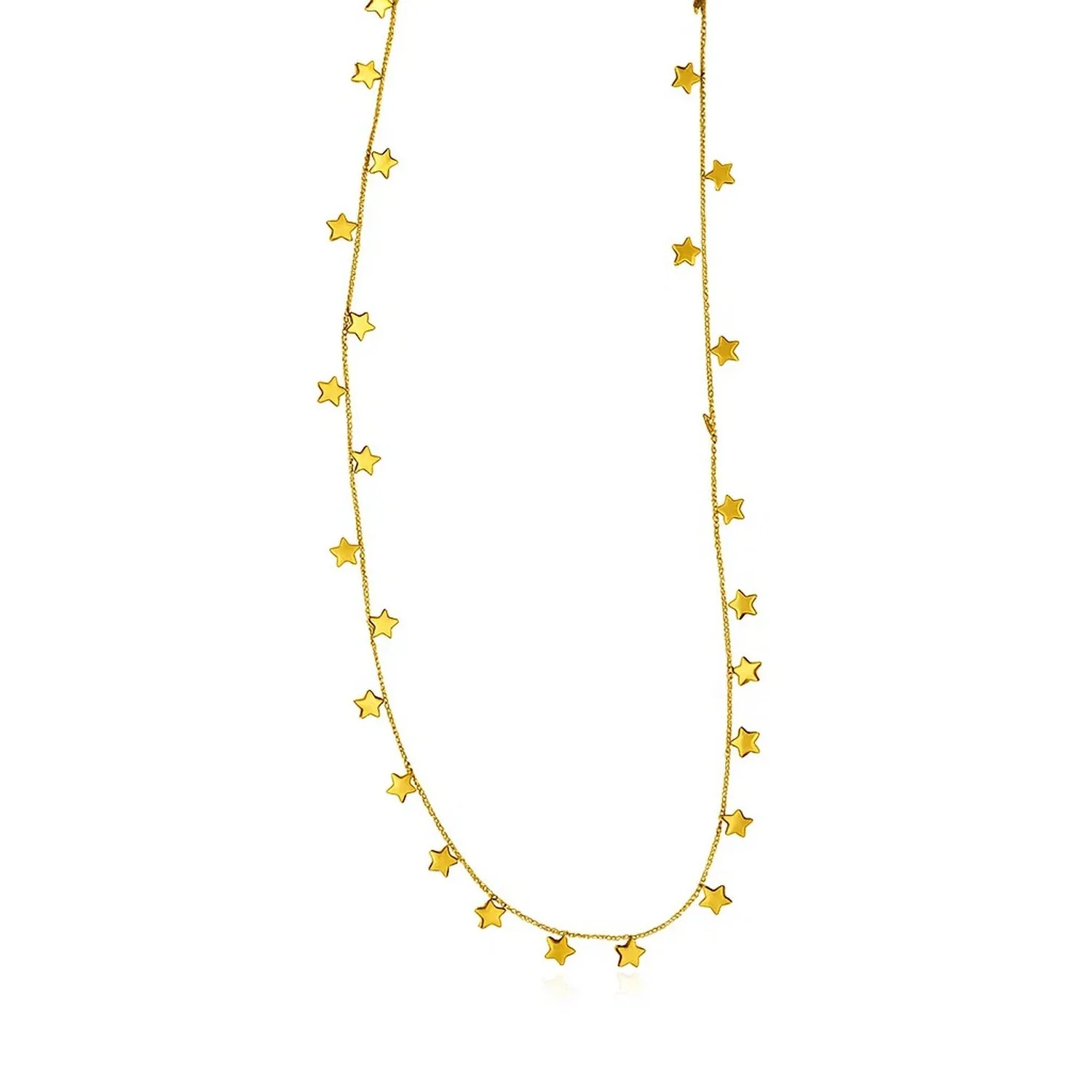 14K Yellow Gold Necklace with Dangling Stars - Image 2