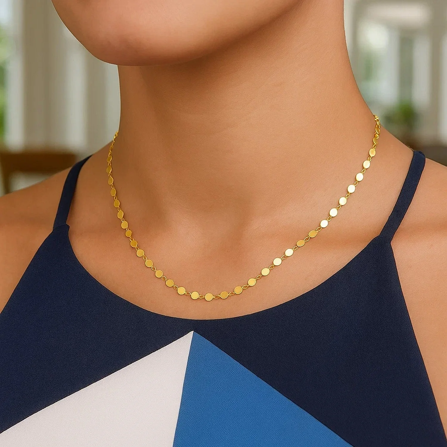 14k Yellow Gold Necklace with Polished Circles - Image 5