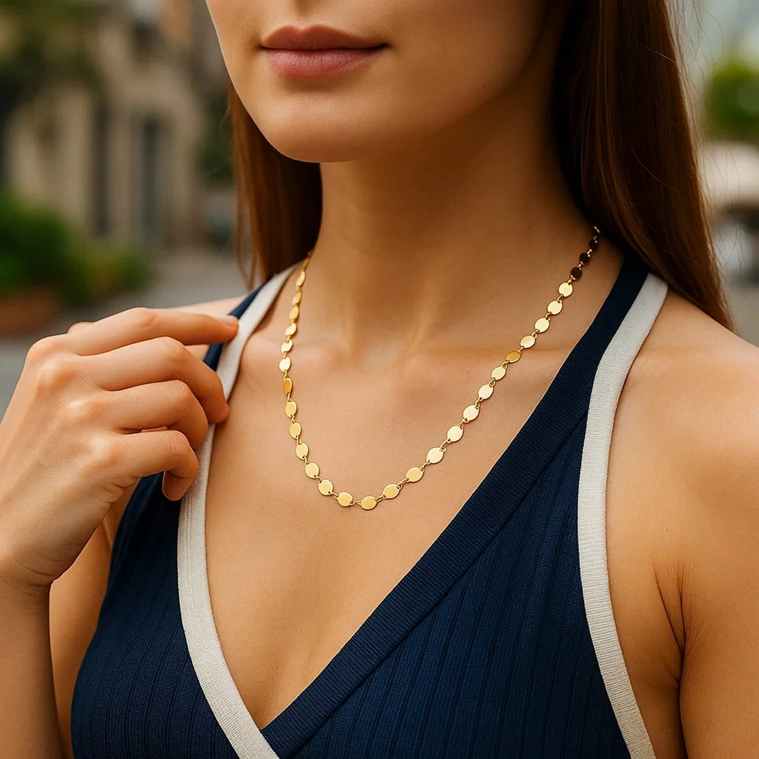 14k Yellow Gold Necklace with Polished Circles - Image 6