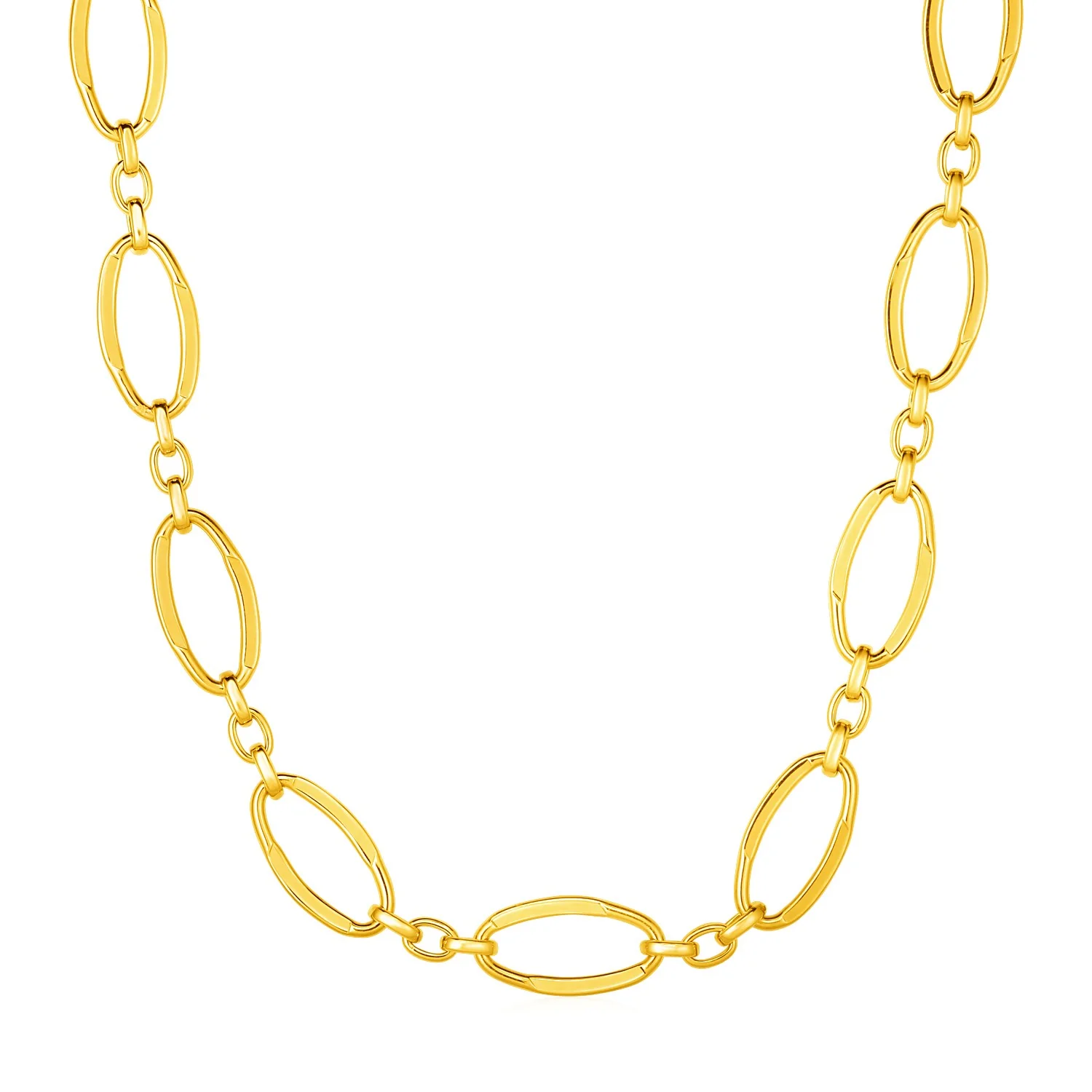 14k Yellow Gold Necklace with Polished Oval Links - Image 3