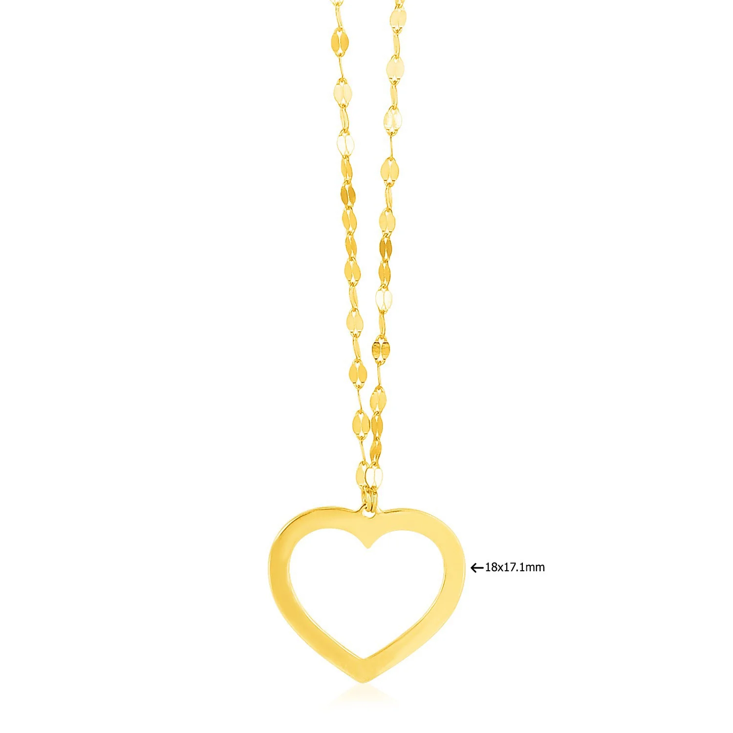 14k Yellow Gold Necklace with Reversible Heart Pendant - Image 2