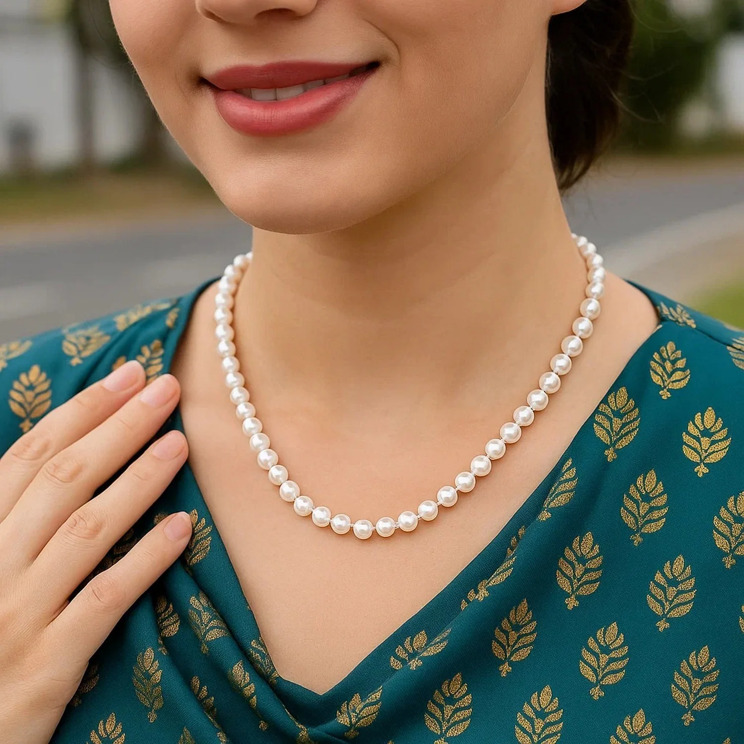 14k Yellow Gold Necklace with White Freshwater Cultured Pearls (6.0mm to 6.5mm) - Image 15