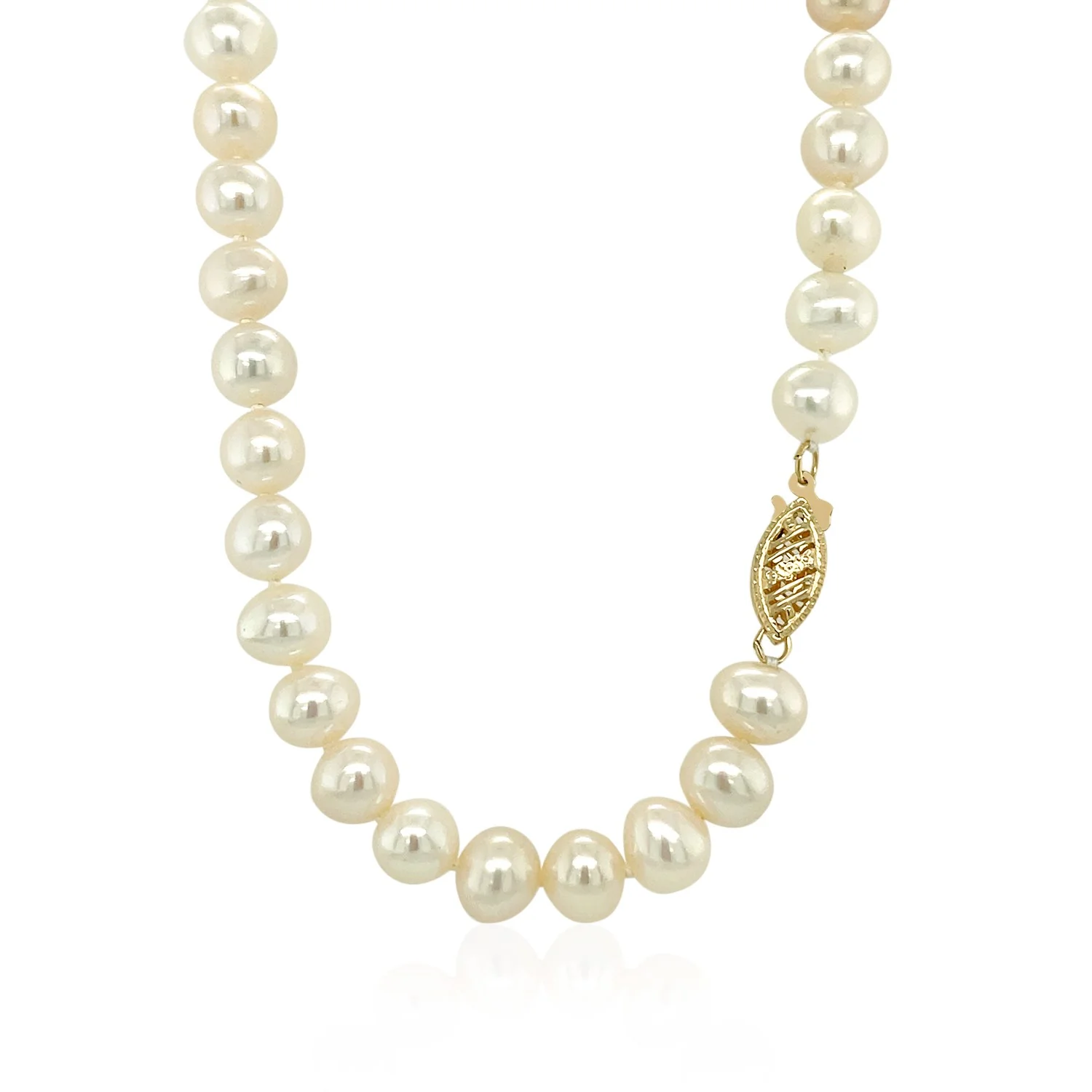 14k Yellow Gold Necklace with White Freshwater Cultured Pearls (6.0mm to 6.5mm) - Image 19