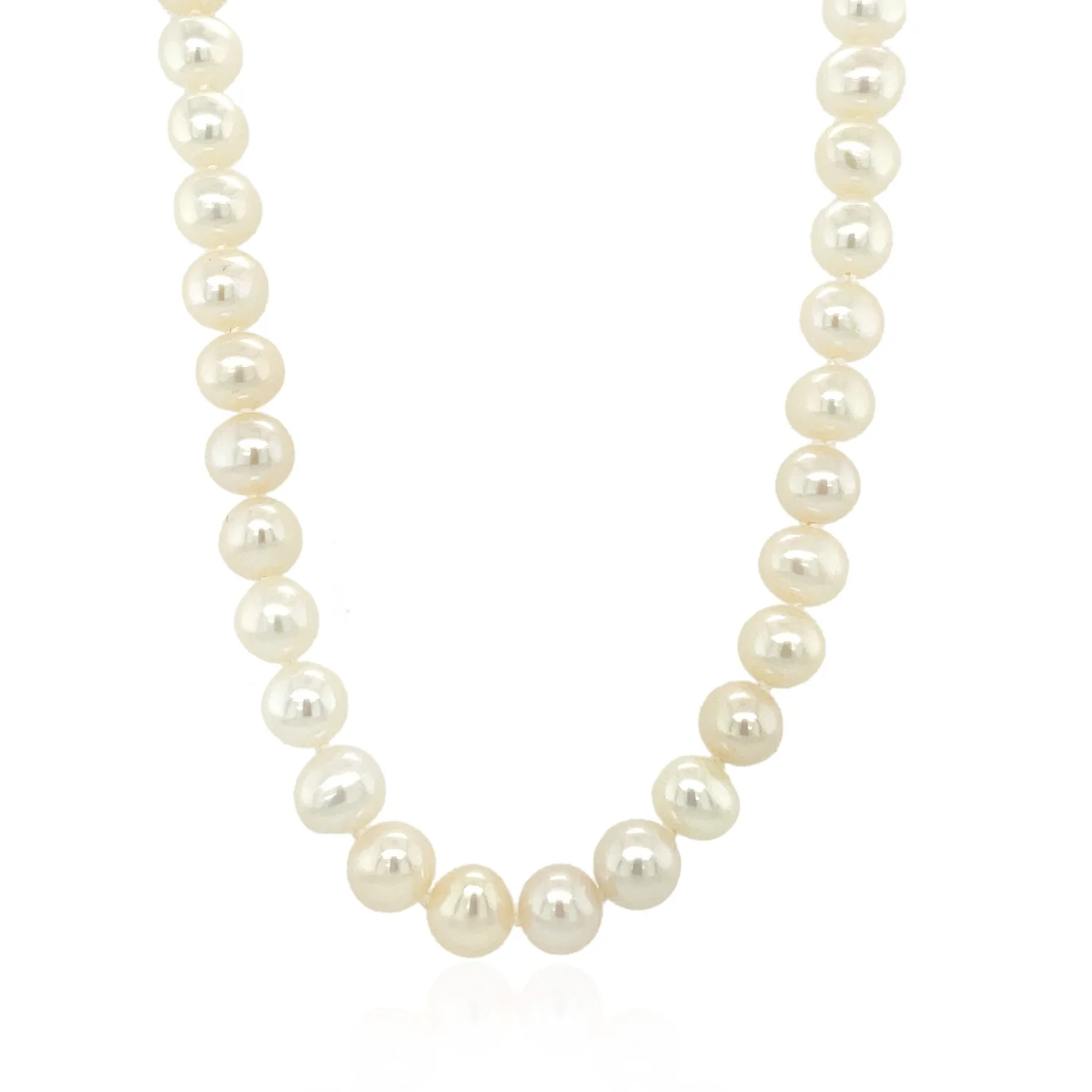 14k Yellow Gold Necklace with White Freshwater Cultured Pearls (6.0mm to 6.5mm) - Image 3