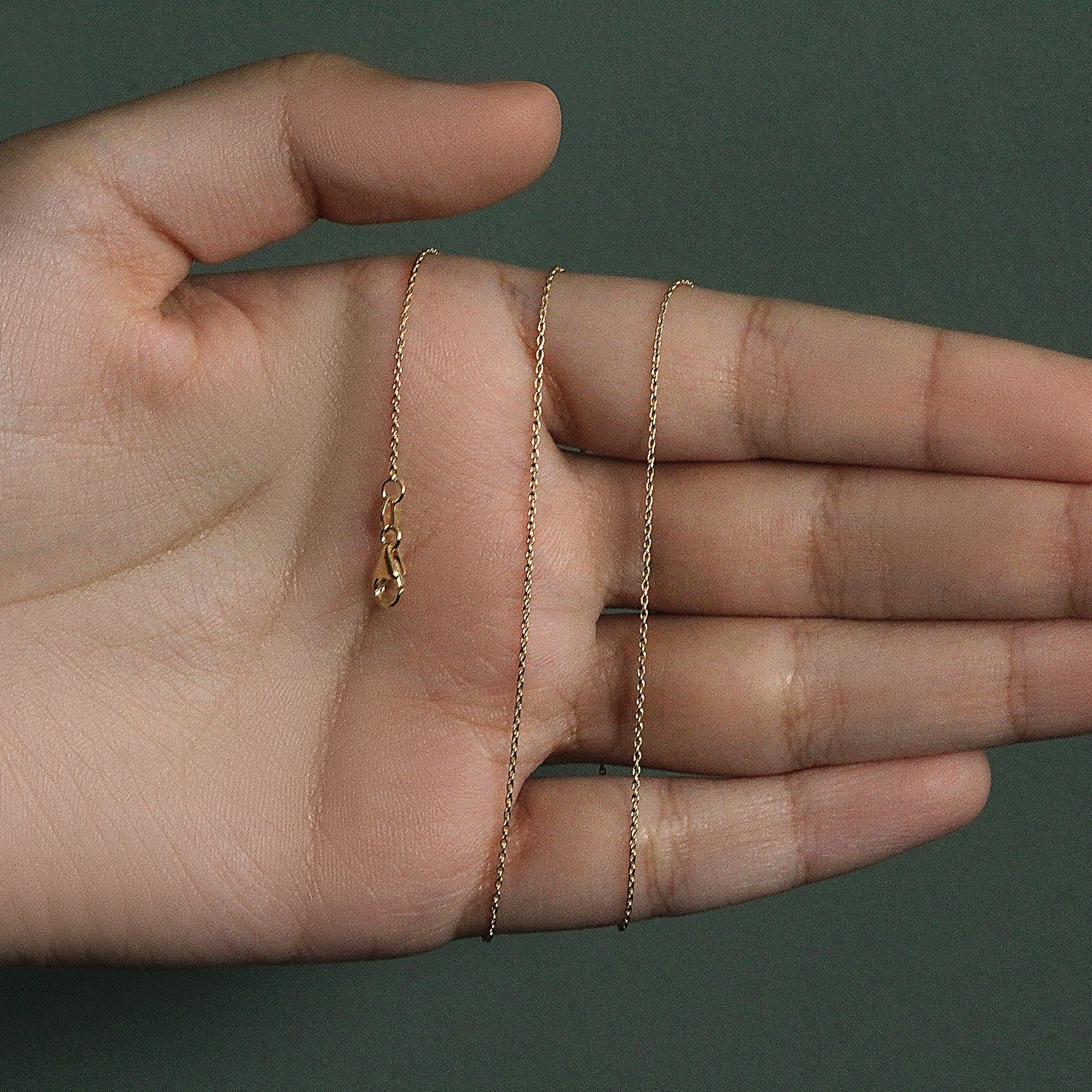 14k Yellow Gold Oval Cable Link Chain 0.97mm - Image 30