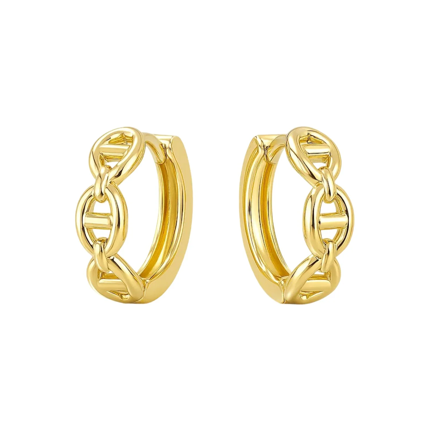 14k Yellow Gold Oval Mariner Huggies - Image 2