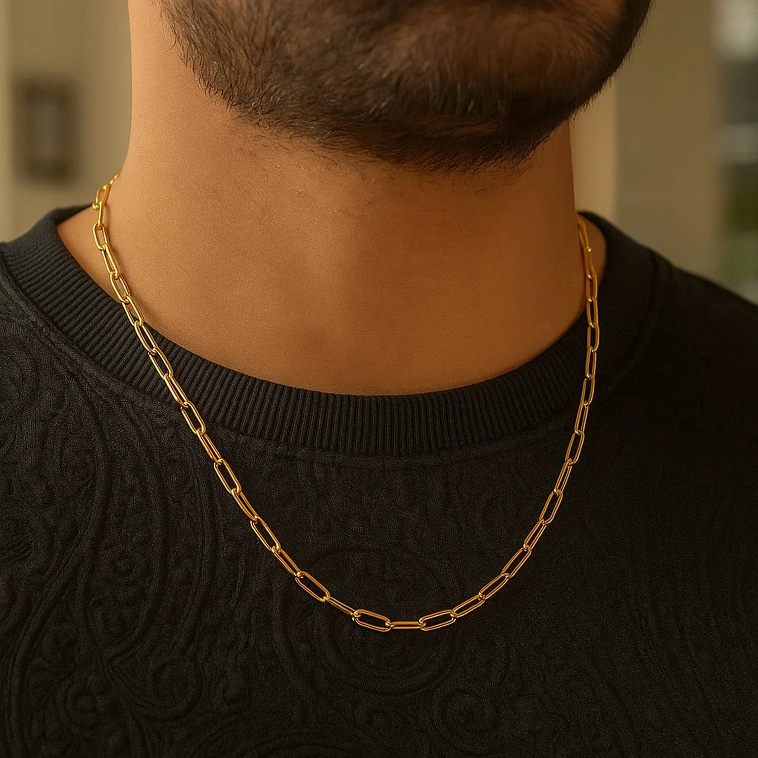 14K Yellow Gold Paperclip Chain (3.5mm) - Image 8