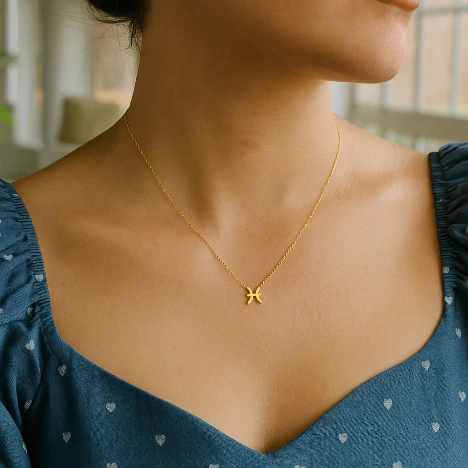 14K Yellow Gold Pisces Necklace - Image 25