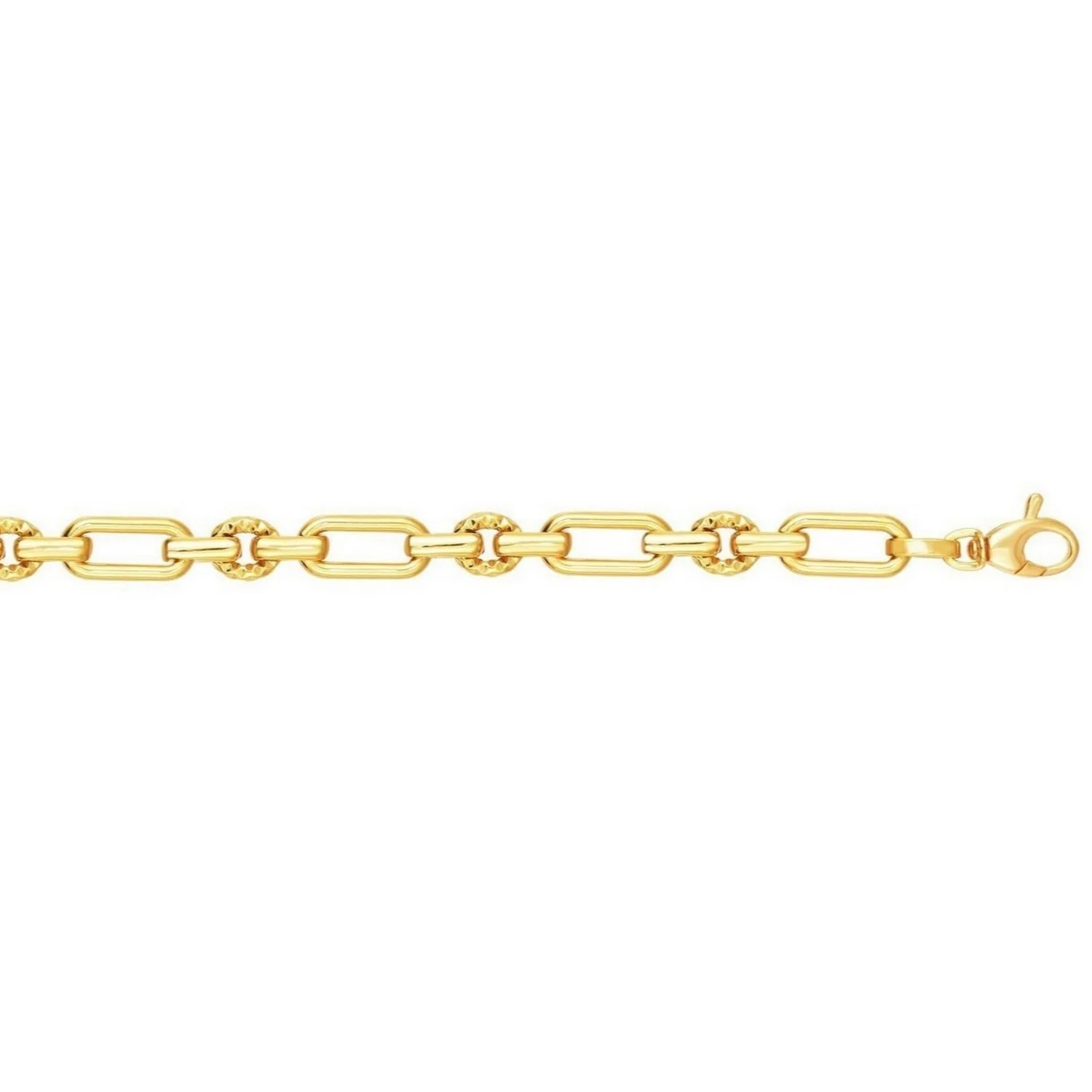 14k Yellow Gold Polished and Textured Link Bracelet - Image 2
