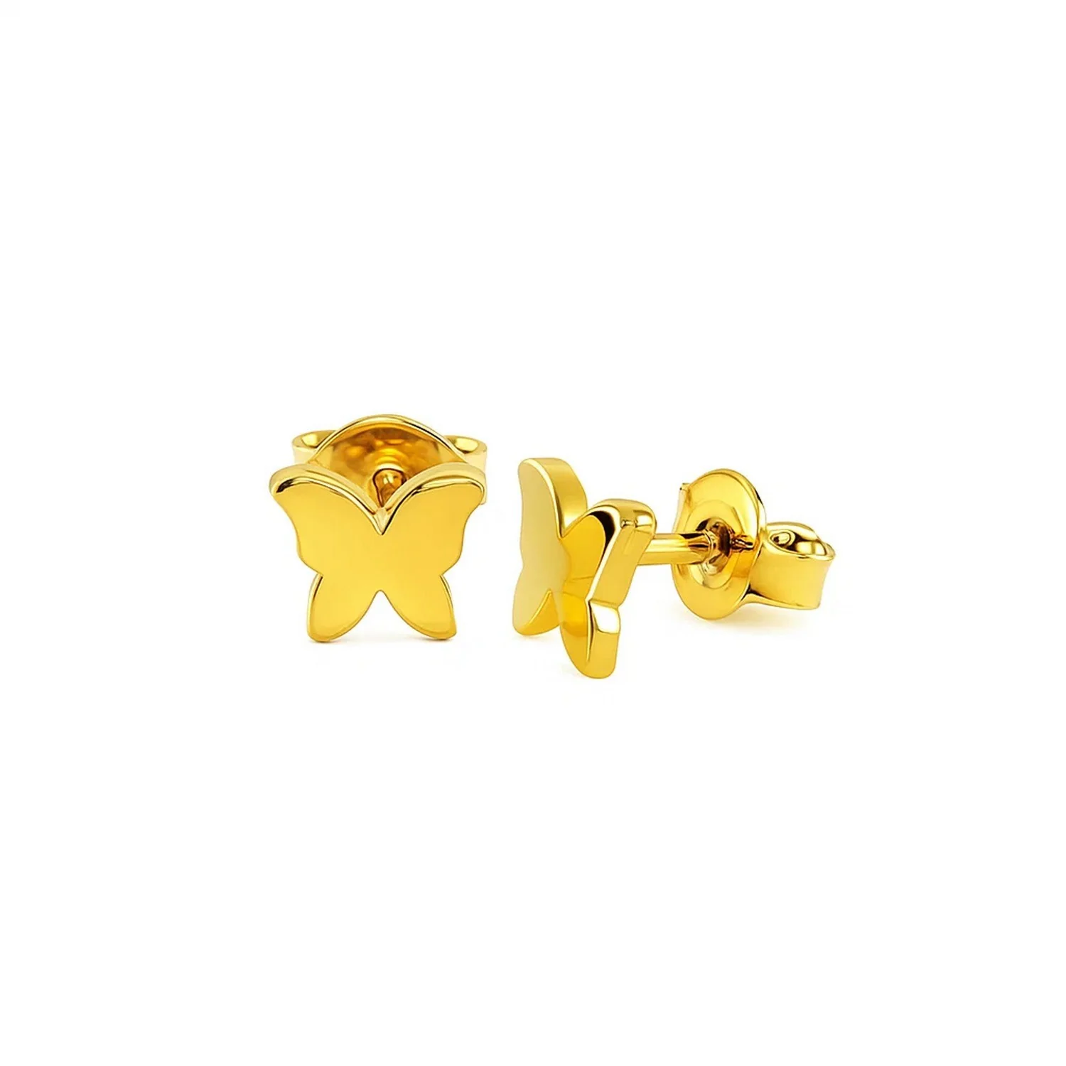 14k Yellow Gold Polished Butterfly Earrings - Image 2