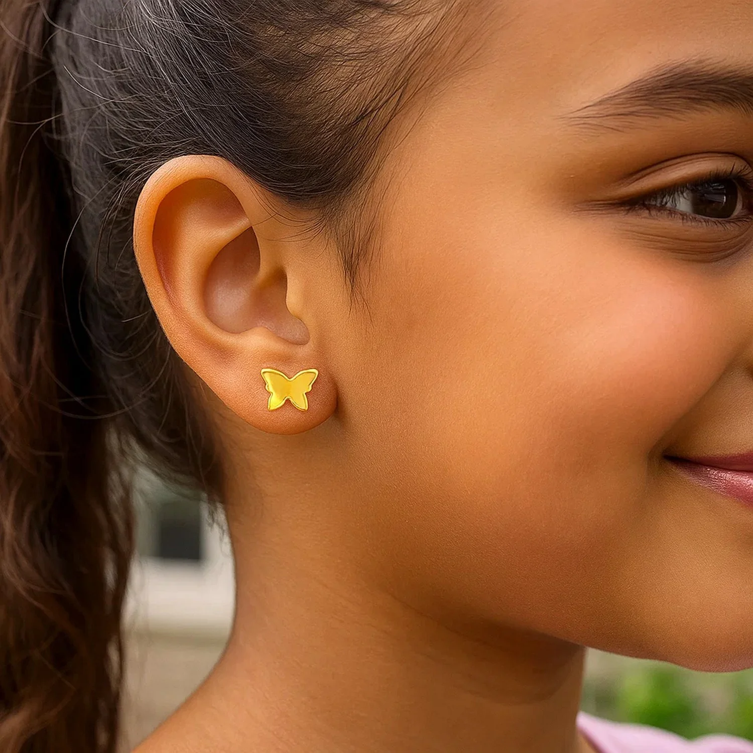 14k Yellow Gold Polished Butterfly Earrings - Image 3