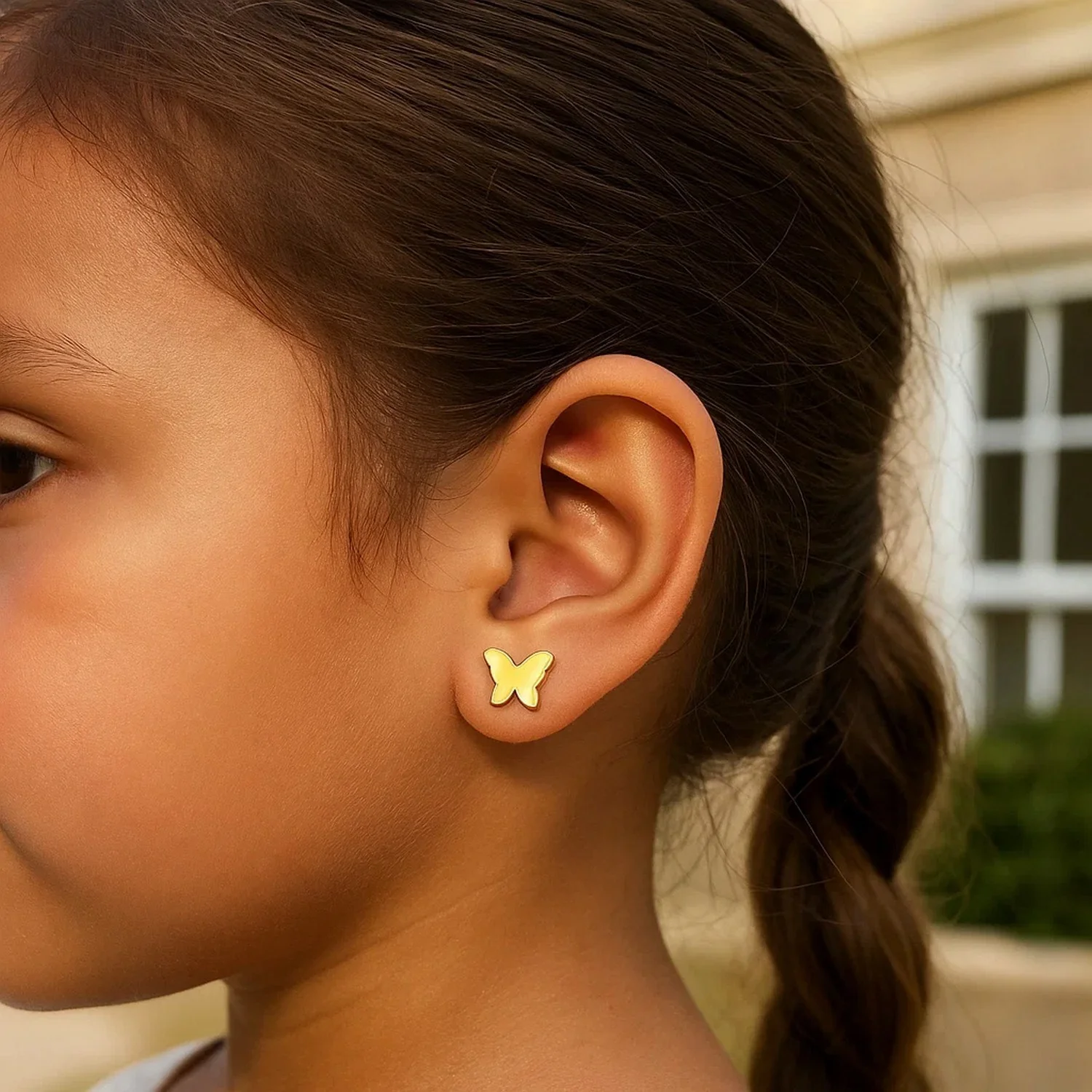 14k Yellow Gold Polished Butterfly Earrings - Image 4