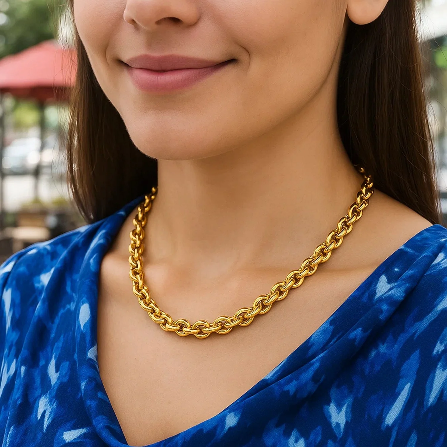 14k Yellow Gold Polished Cable Link Necklace - Image 11