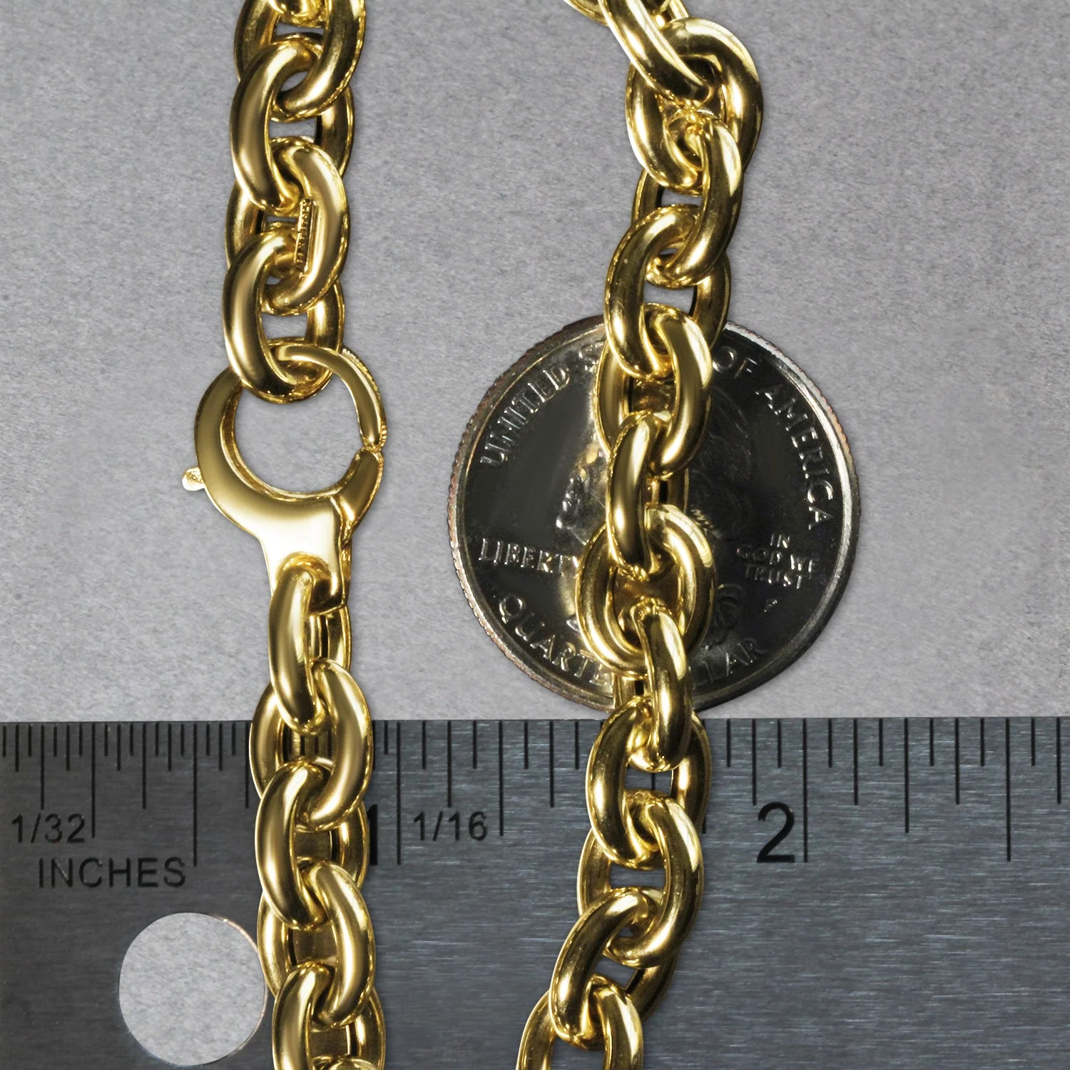 14k Yellow Gold Polished Cable Link Necklace - Image 19