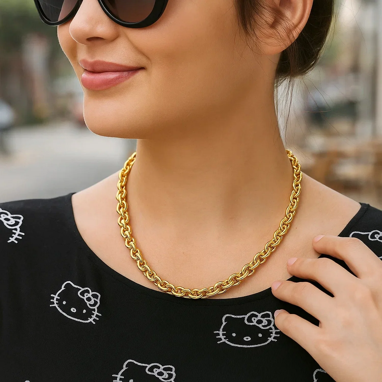 14k Yellow Gold Polished Cable Link Necklace - Image 21