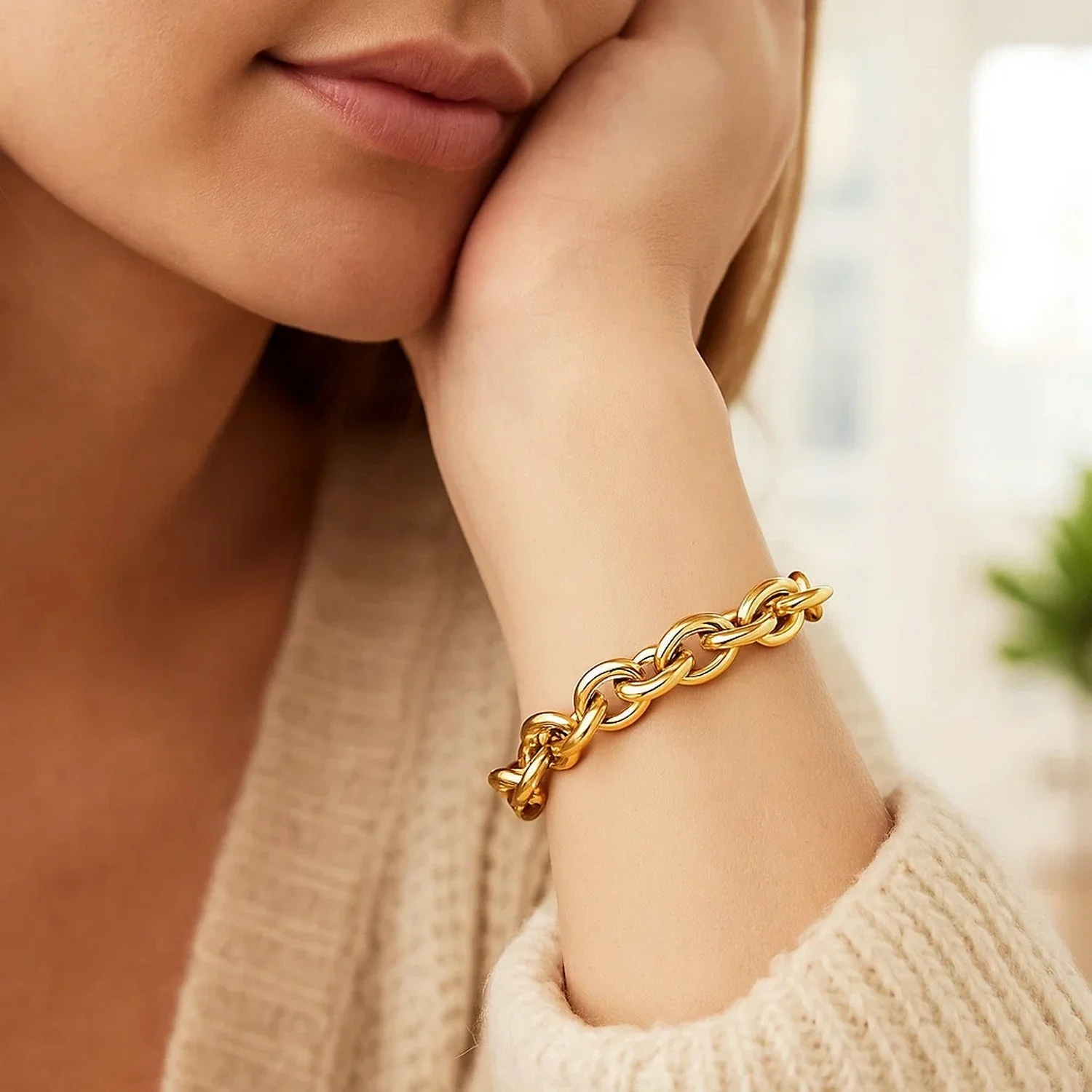 14k Yellow Gold Polished Cable Motif Bracelet - Image 2