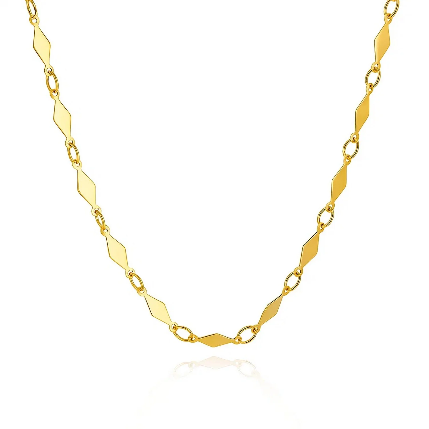 14K Yellow Gold Polished Diamond Motif Chain (3.0mm) - Image 3