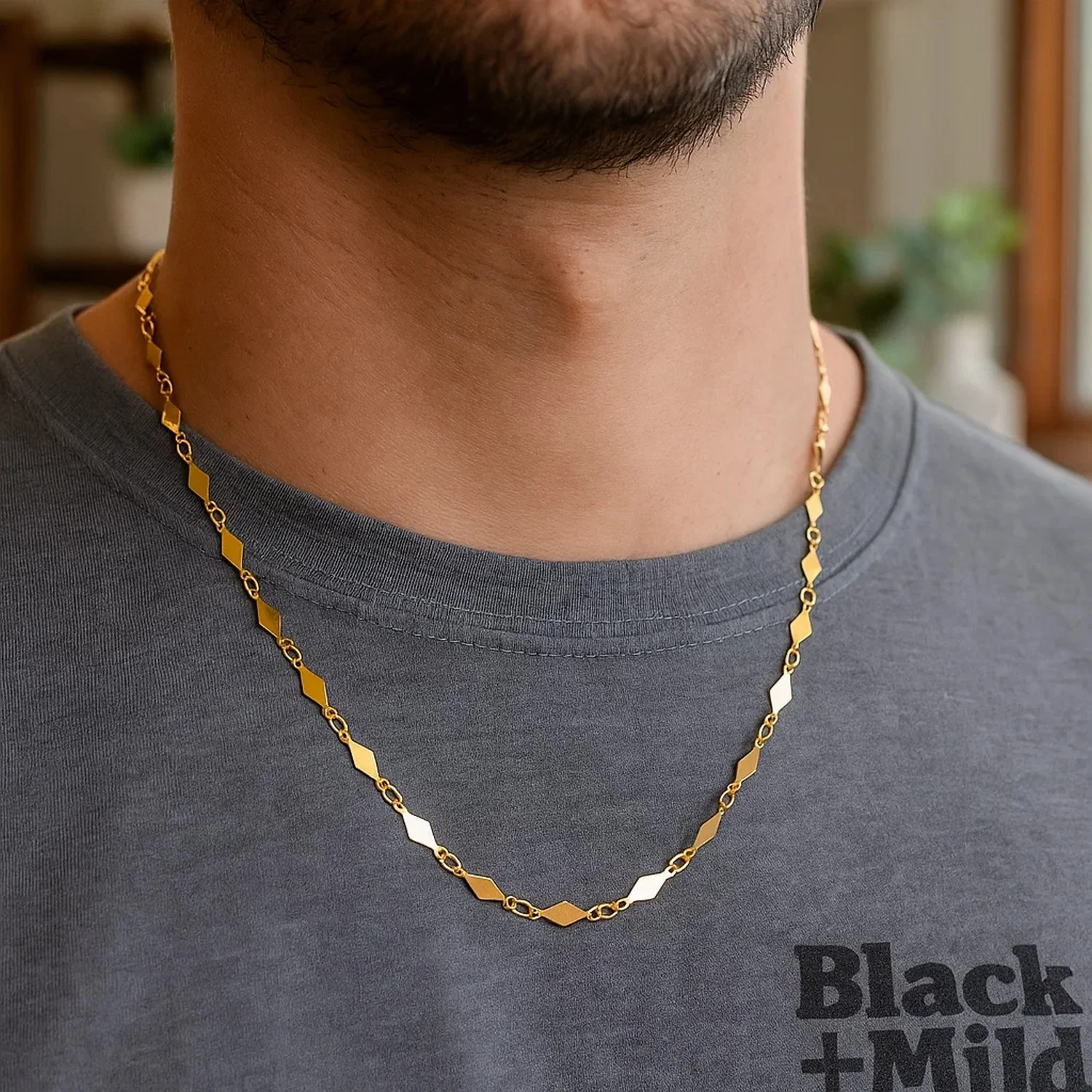 14K Yellow Gold Polished Diamond Motif Chain (3.0mm) - Image 4