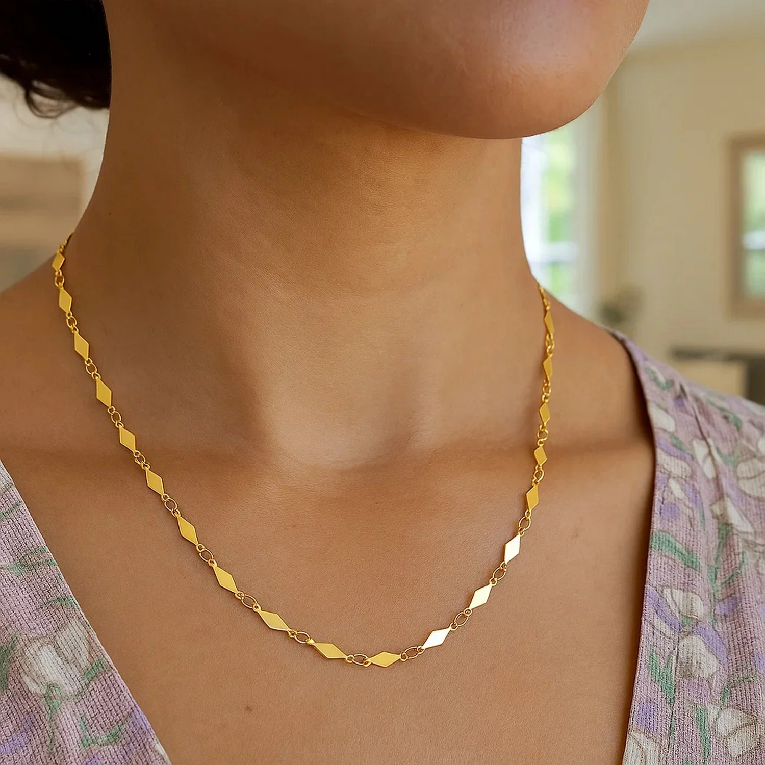 14K Yellow Gold Polished Diamond Motif Chain (3.0mm) - Image 9
