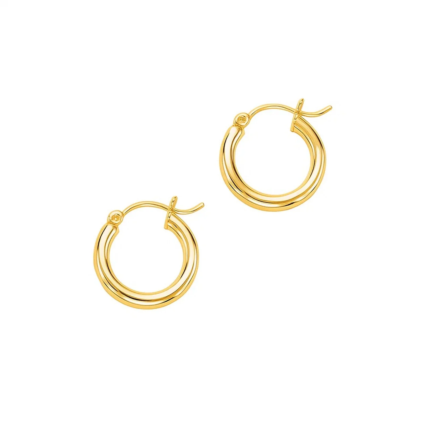 14k Yellow Gold Polished Hoop Earrings (15 mm)