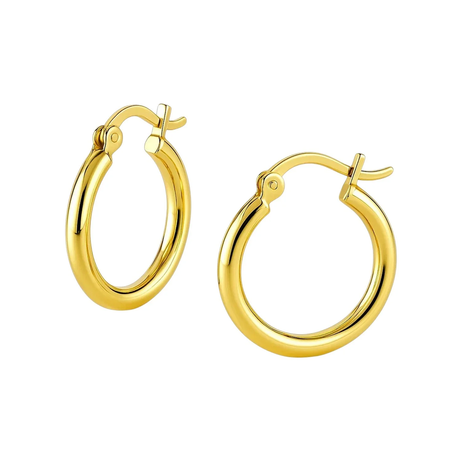 14k Yellow Gold Polished Hoop Earrings (15 mm)