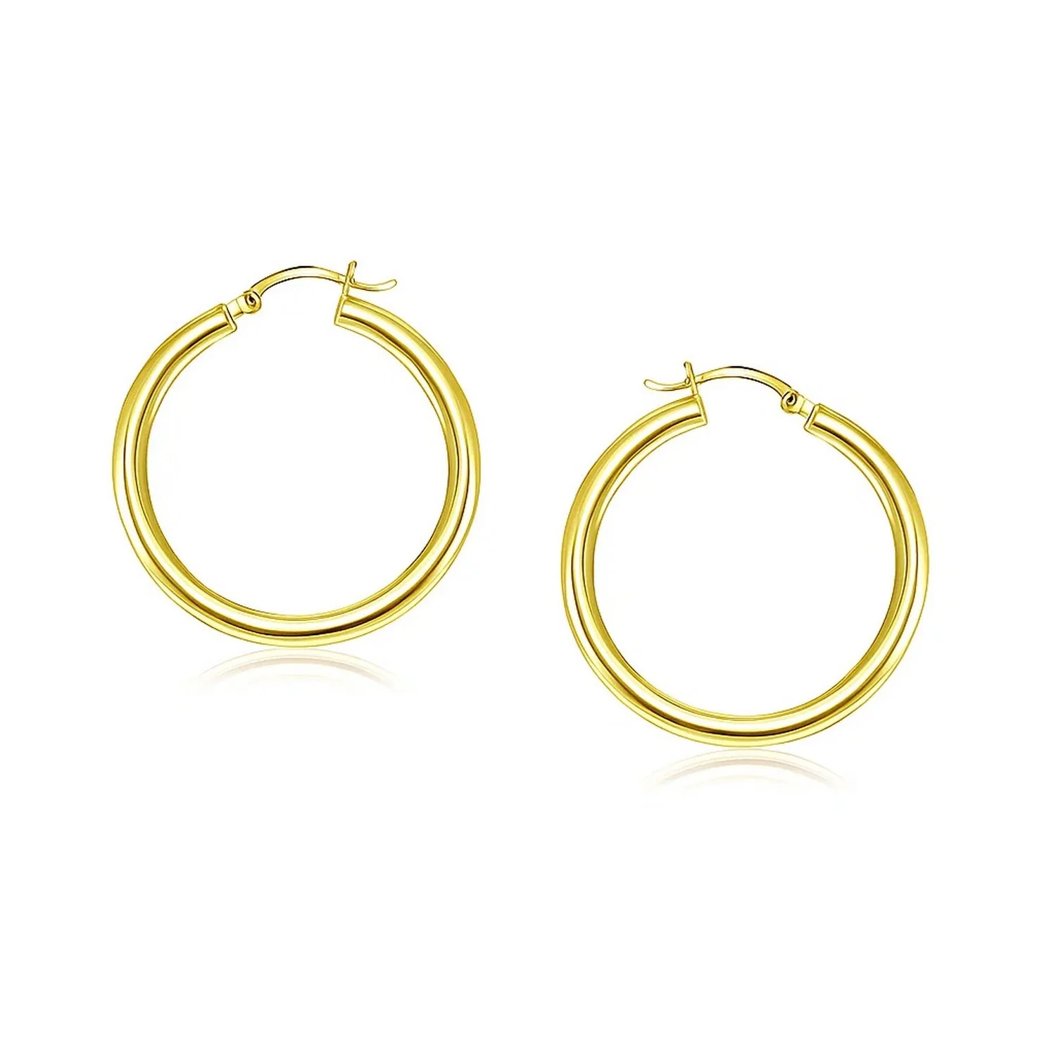14k Yellow Gold Polished Hoop Earrings (25 mm)