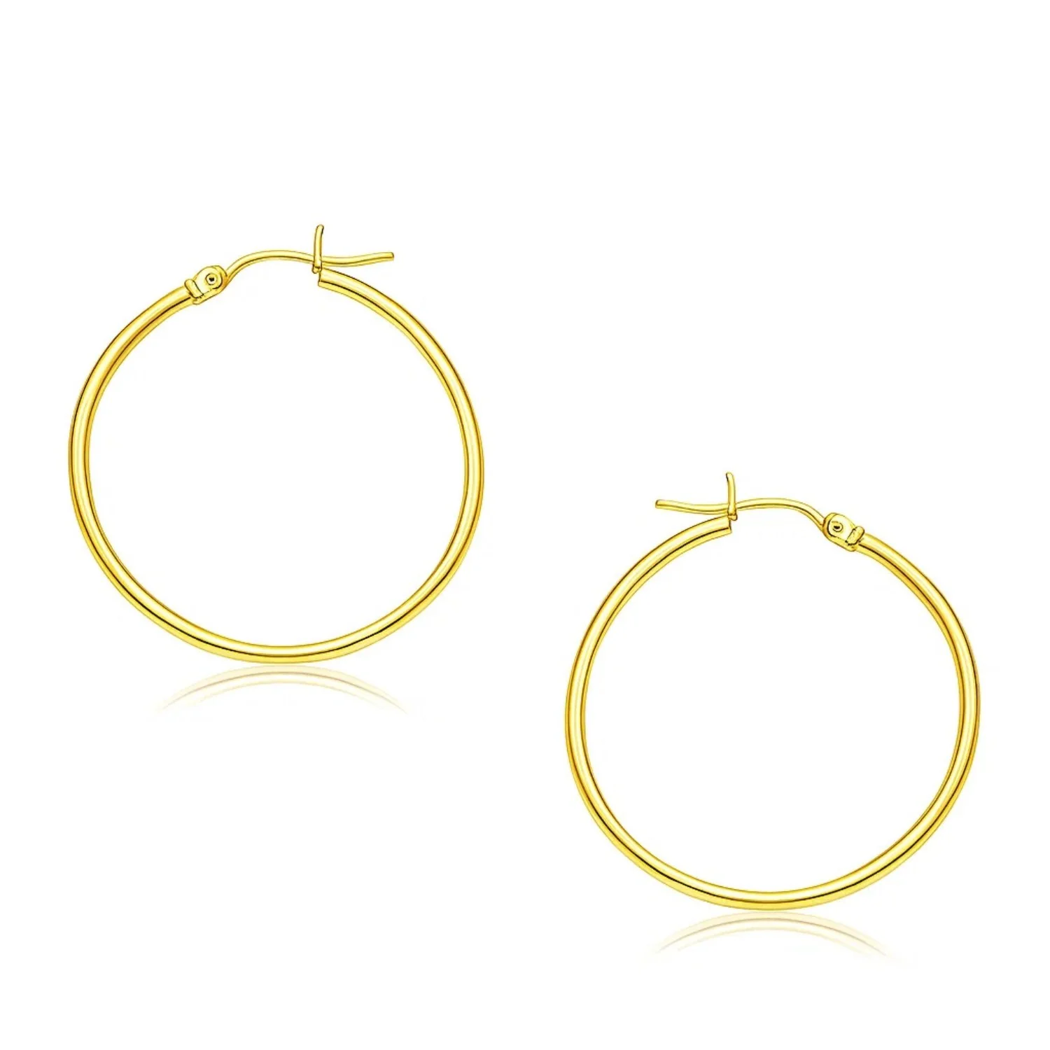 14k Yellow Gold Polished Hoop Earrings (30 mm)