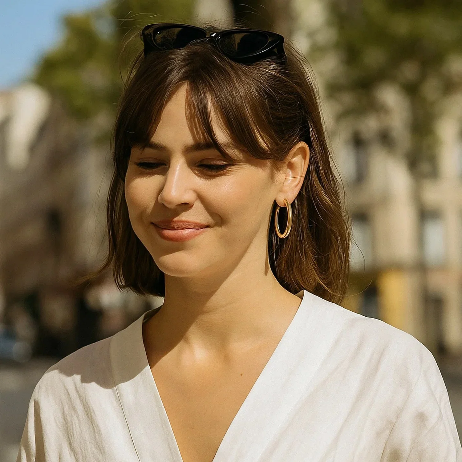 14k Yellow Gold Polished Hoop Earrings (40 mm) - Image 5