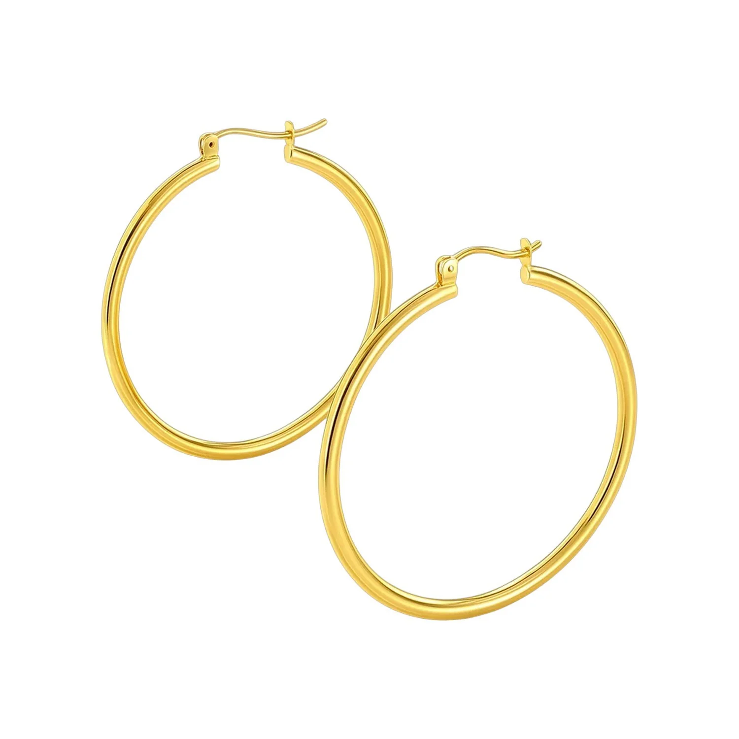 14k Yellow Gold Polished Hoop Earrings (40mm) - Image 2