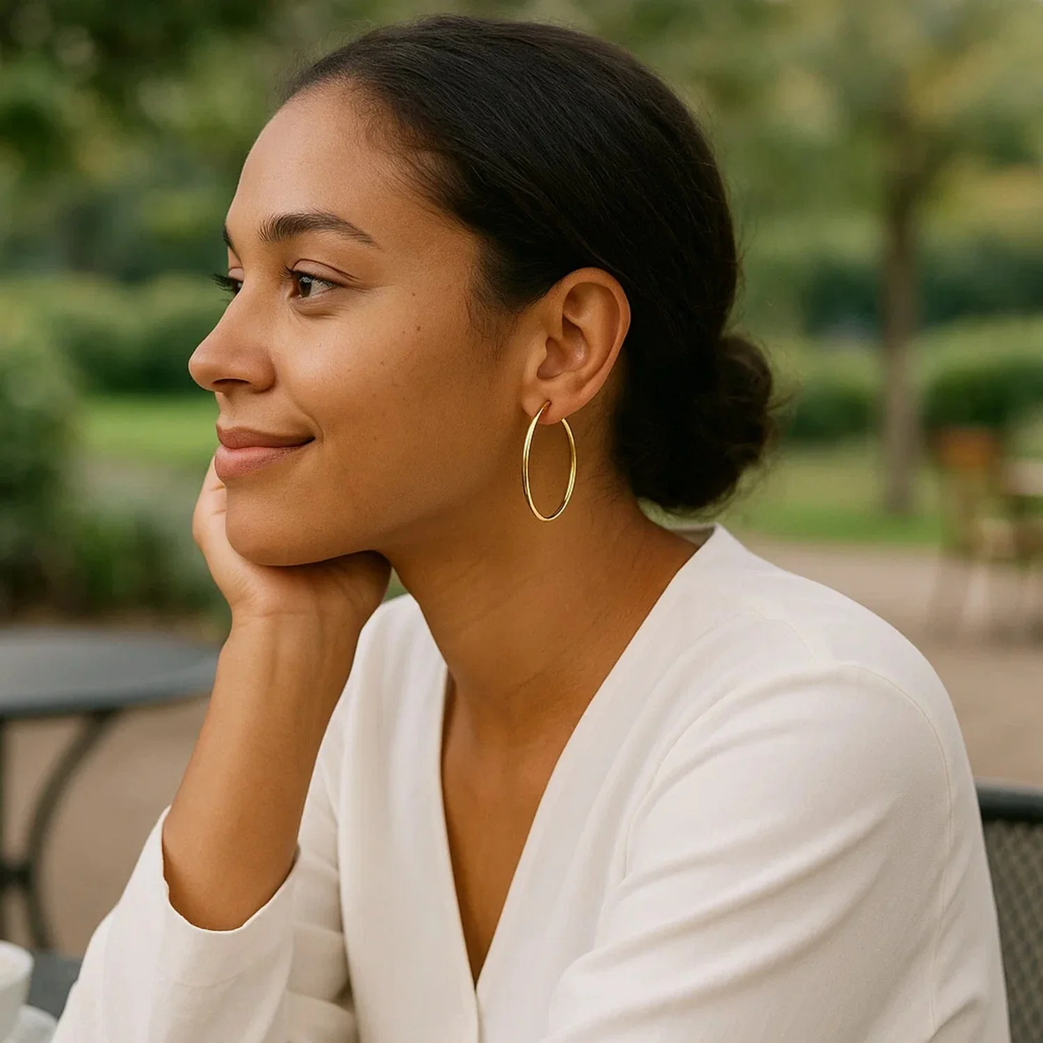 14k Yellow Gold Polished Hoop Earrings (40mm) - Image 4