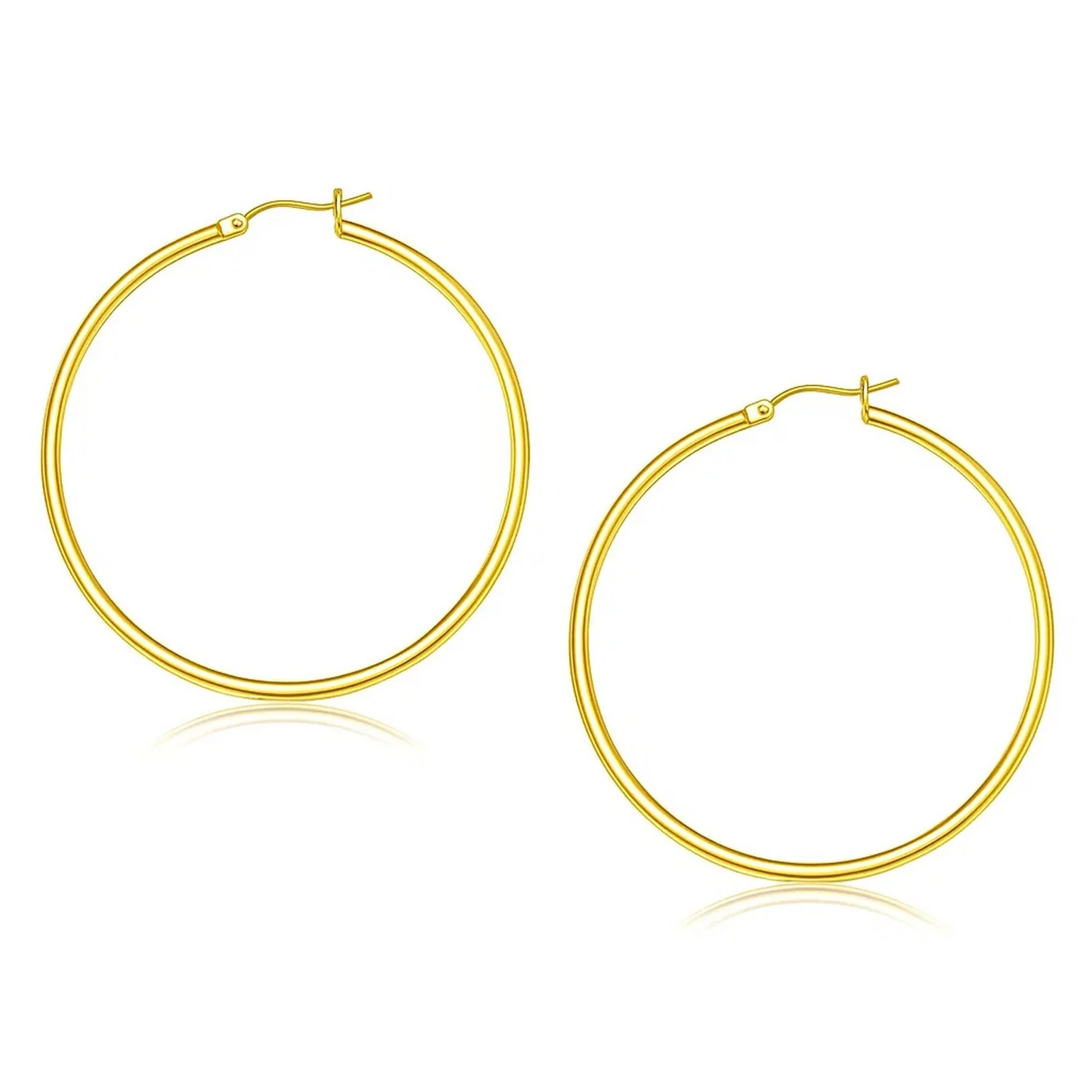14k Yellow Gold Polished Hoop Earrings (45 mm)