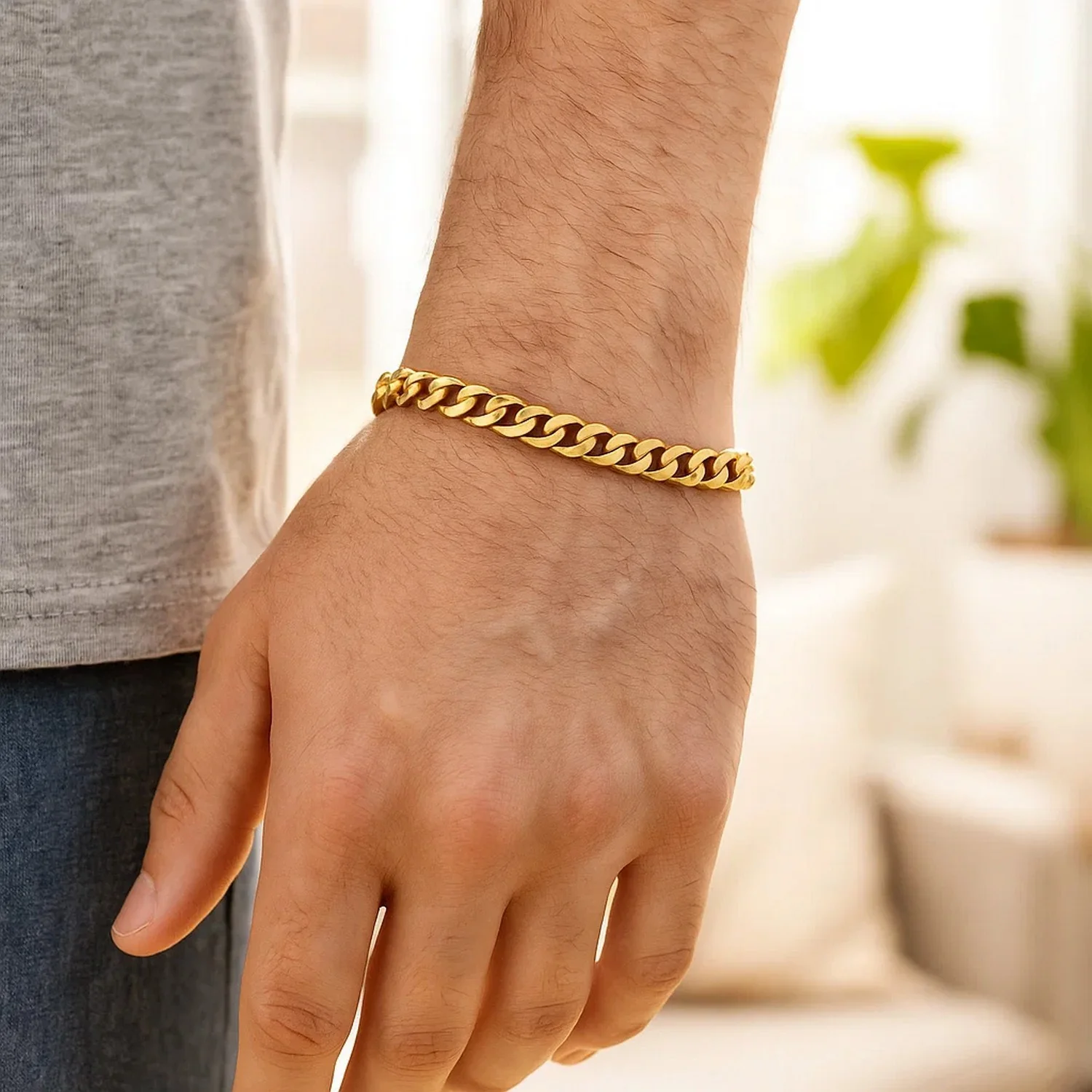 14k Yellow Gold Polished Miami Cuban Chain Bracelet - Image 5