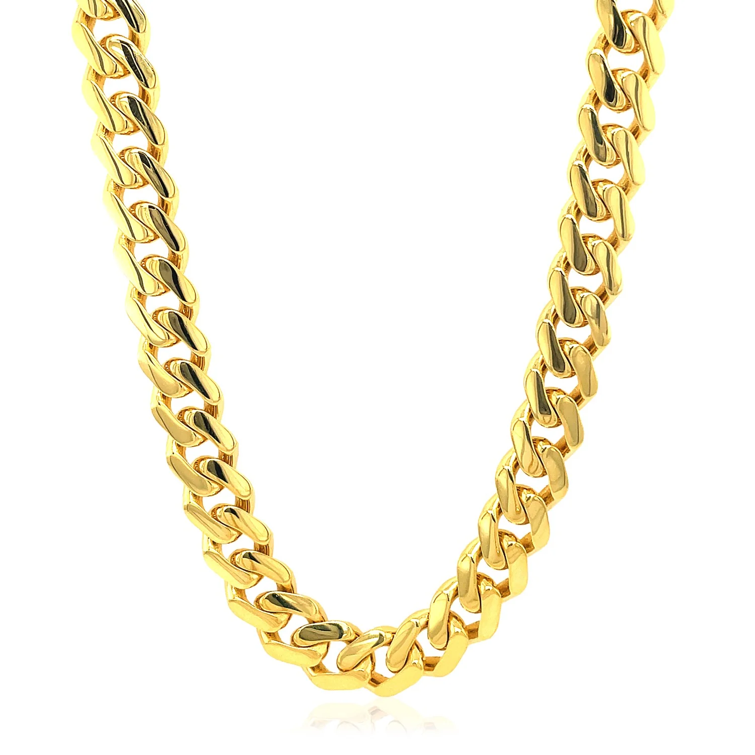 14k Yellow Gold Polished Miami Cuban Chain Necklace - Image 3