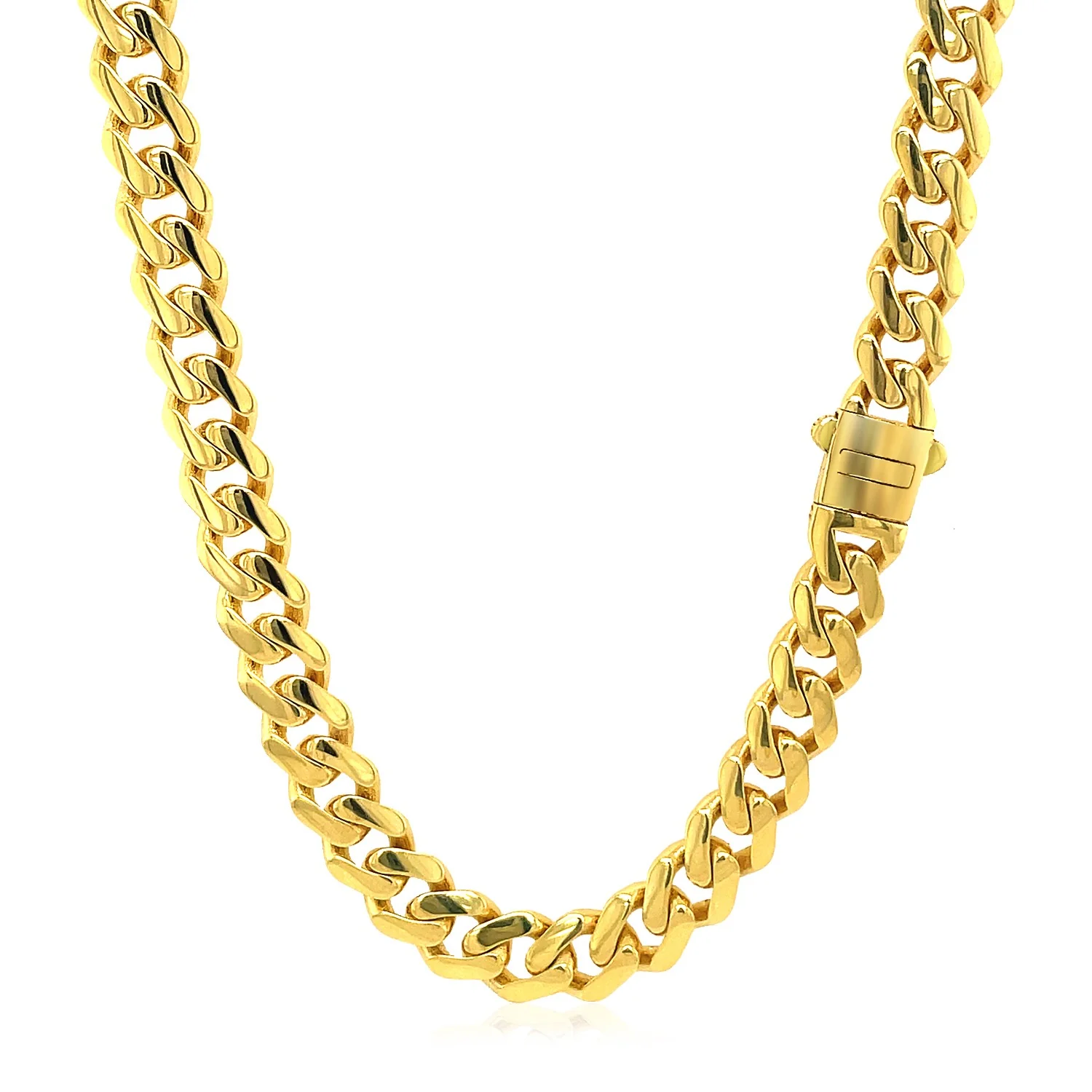 14k Yellow Gold Polished Miami Cuban Chain Necklace - Image 21