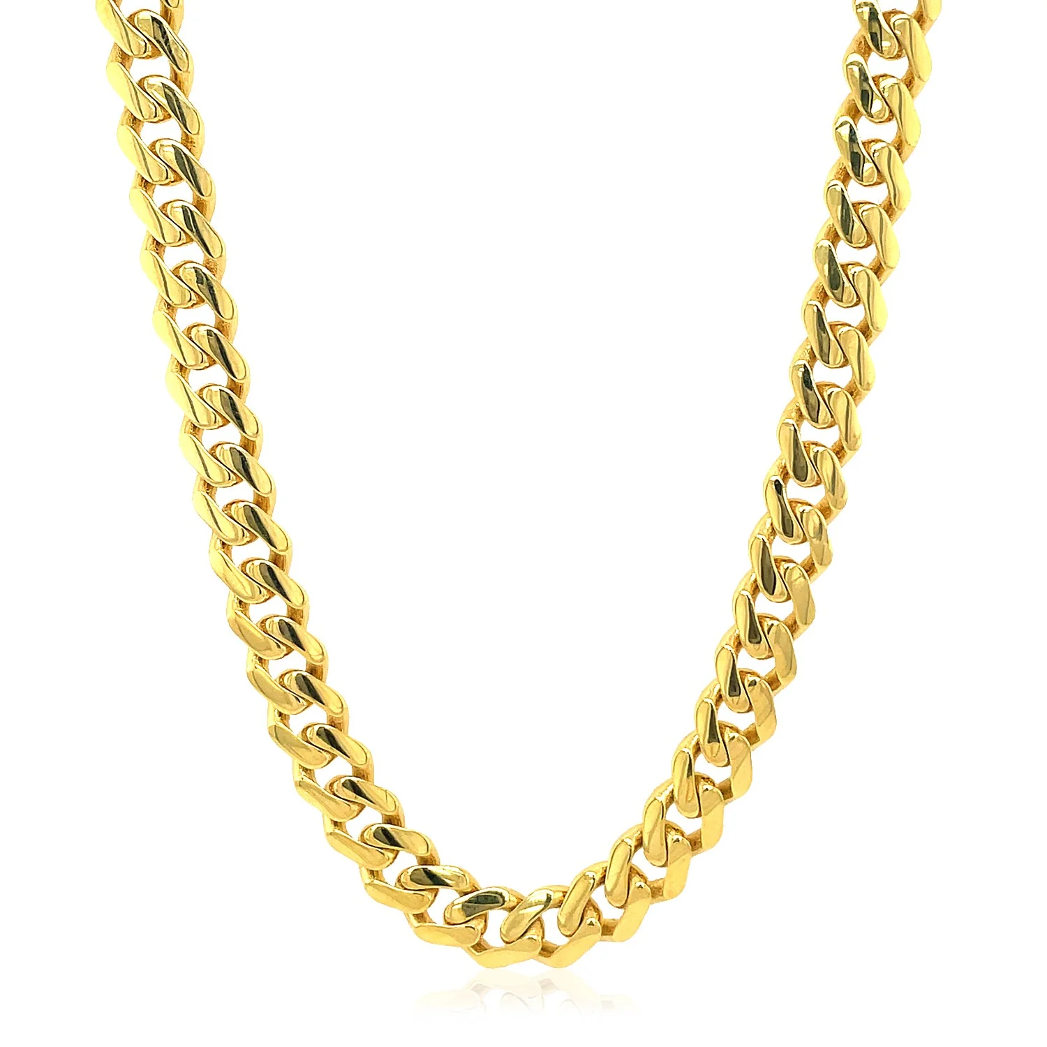 14k Yellow Gold Polished Miami Cuban Chain Necklace - Image 6