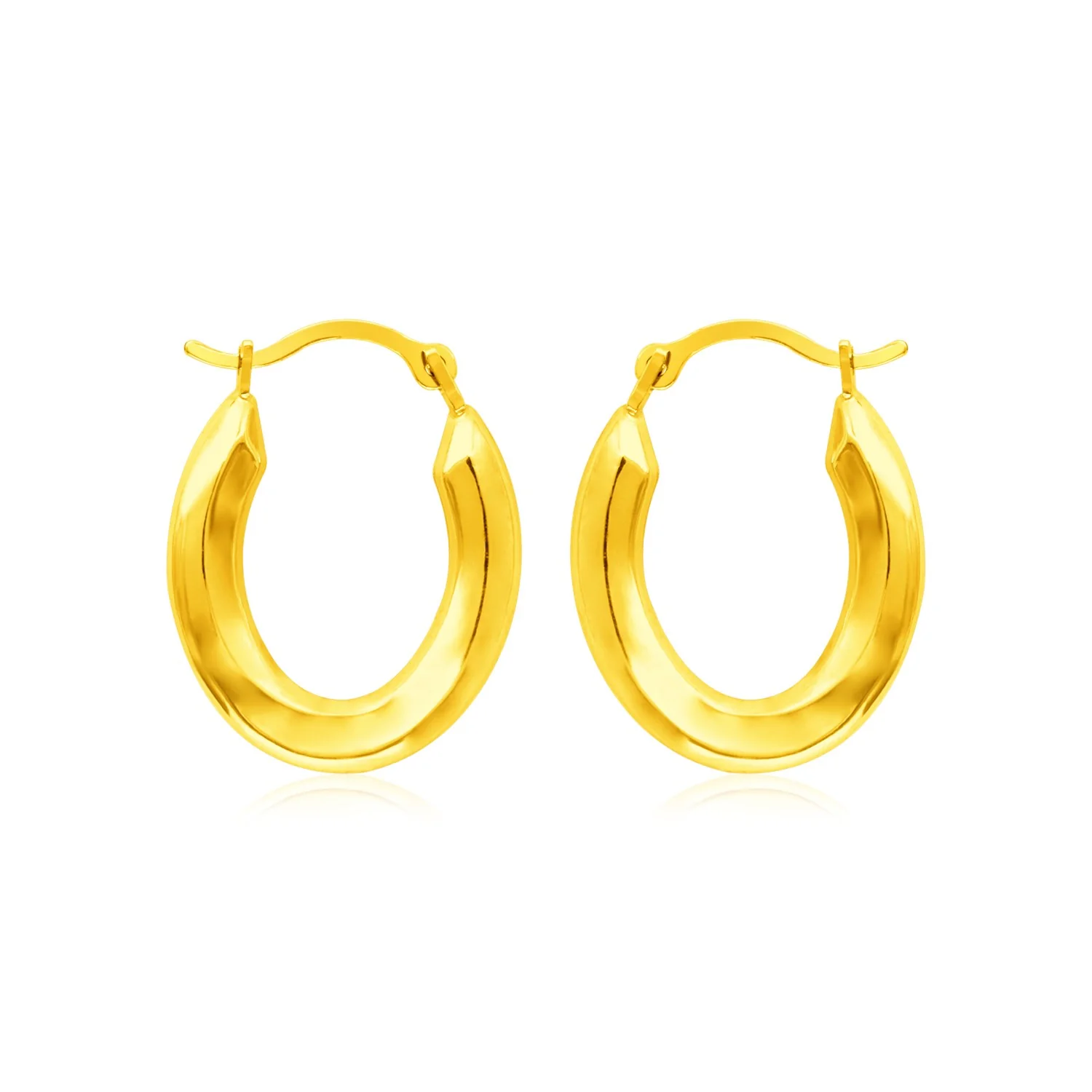 14k Yellow Gold Polished Oval Hoop Earrings