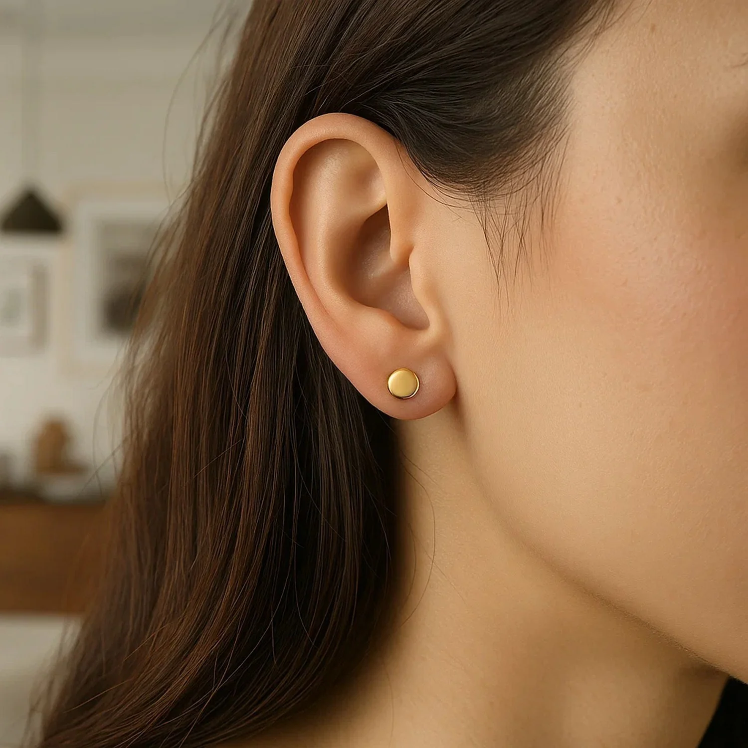 14k Yellow Gold Polished Round Post Earrings - Image 2