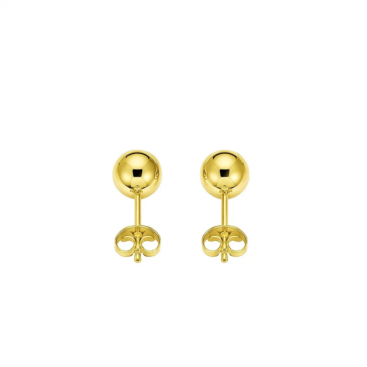 14k Yellow Gold Polished Round Stud Earrings - Image 2