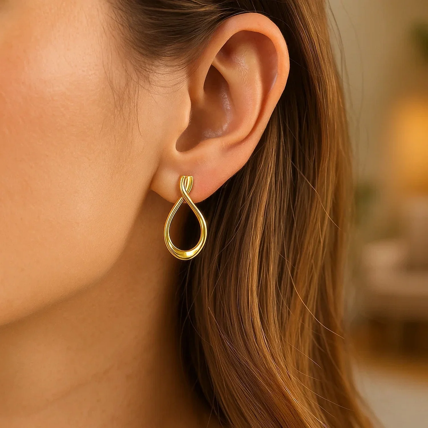 14k Yellow Gold Polished Tear Drop Earrings - Image 3