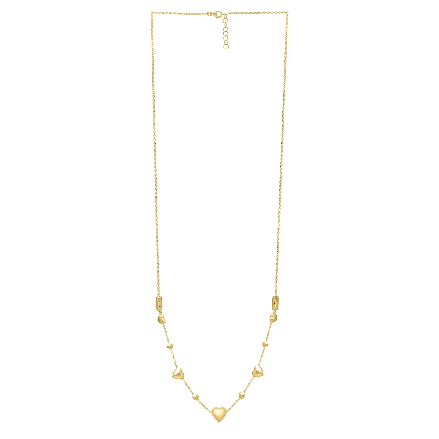 14k Yellow Gold Puff Heart Adjustable Necklace - Image 2