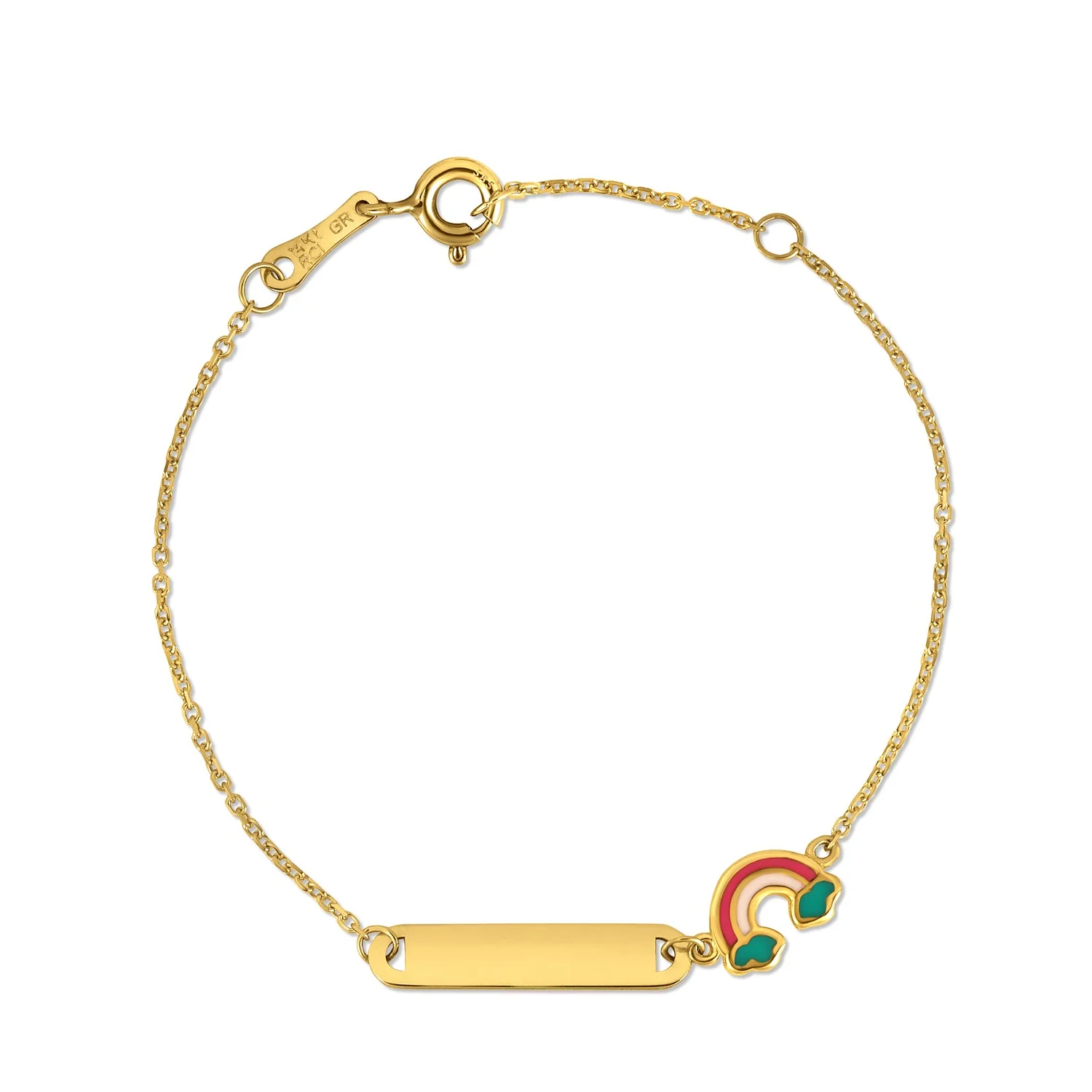 14k Yellow Gold Rainbow Childrens Bracelet - Image 3