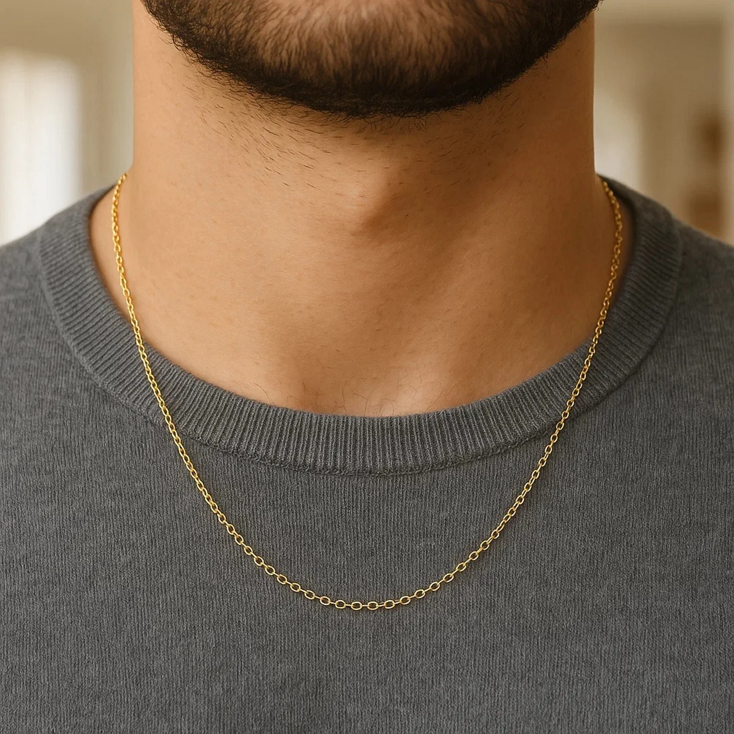 14k Yellow Gold Round Cable Link Chain 1.1mm - Image 10