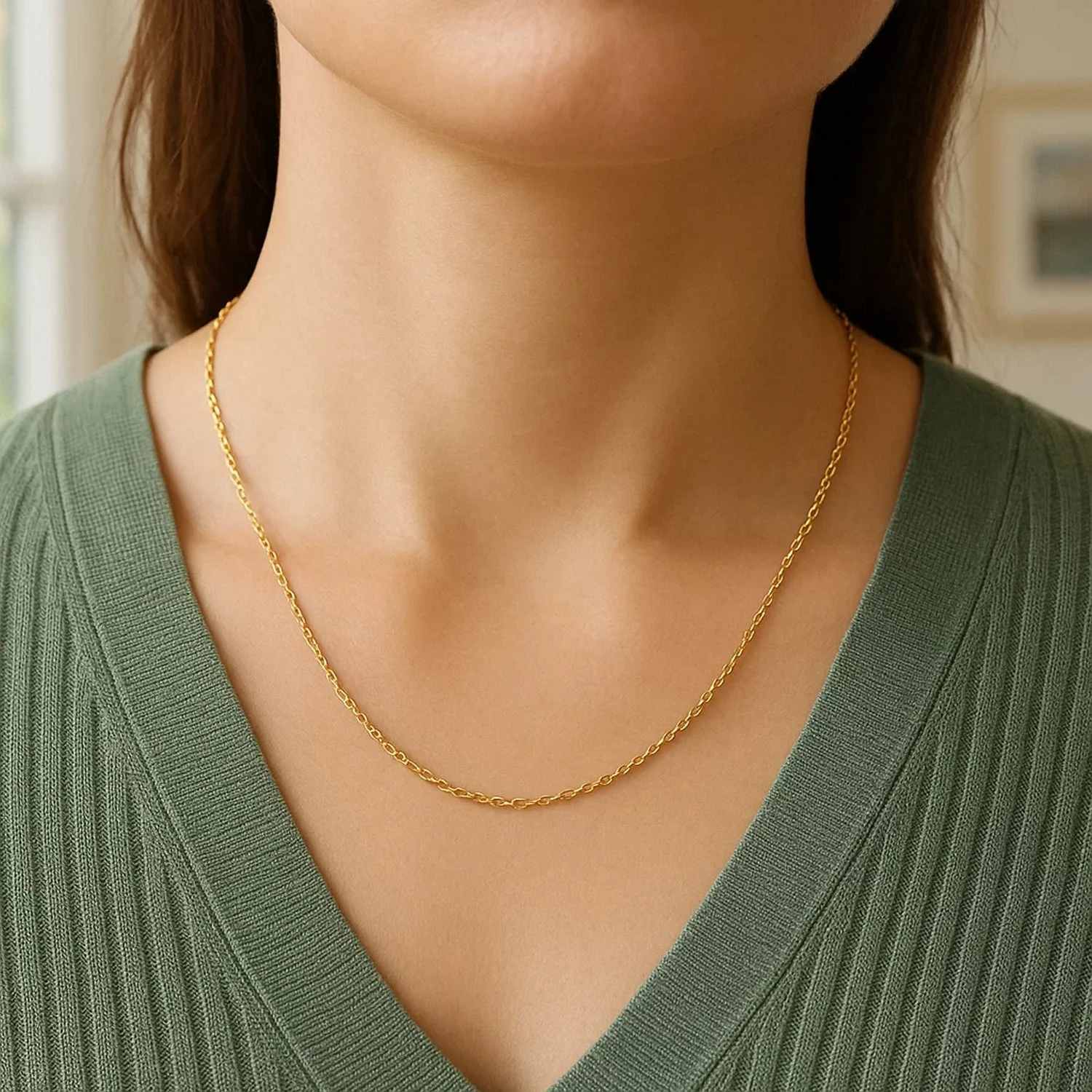 14k Yellow Gold Round Cable Link Chain 1.1mm - Image 12