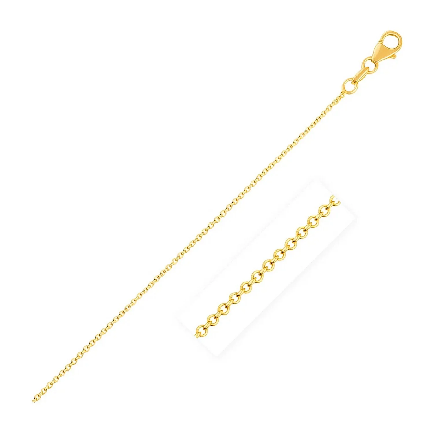 14k Yellow Gold Round Cable Link Chain 1.1mm - Image 2