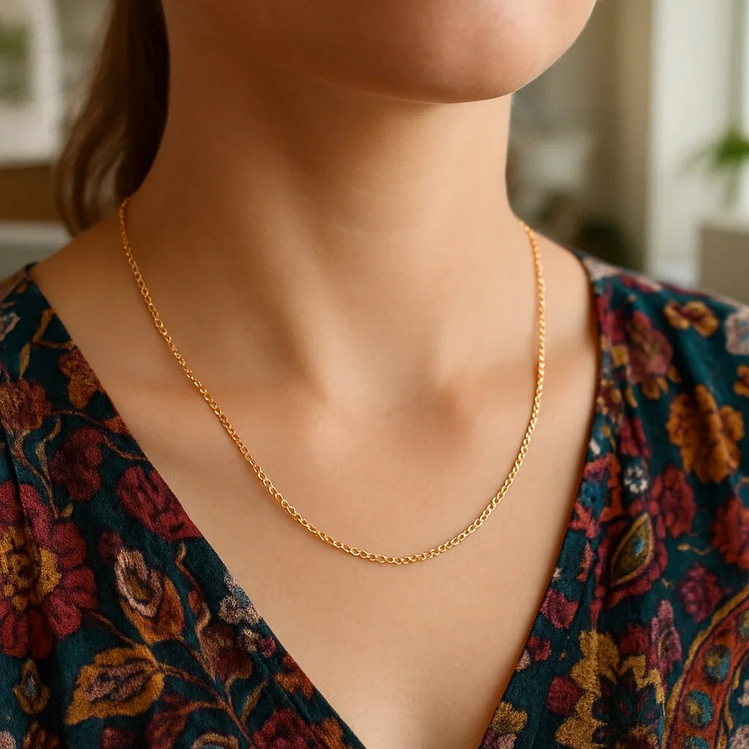 14k Yellow Gold Round Cable Link Chain 1.5mm - Image 16