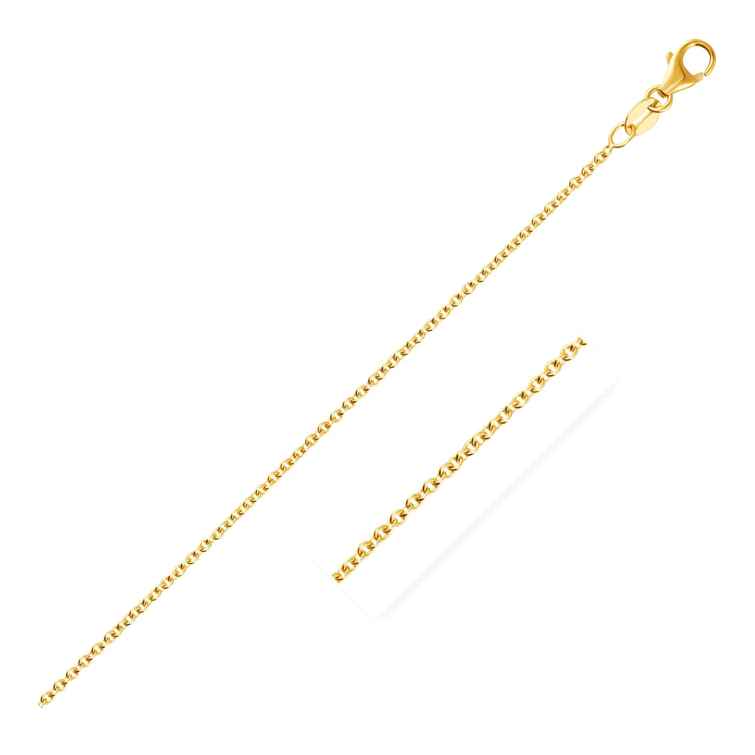 14k Yellow Gold Round Cable Link Chain 1.5mm - Image 2