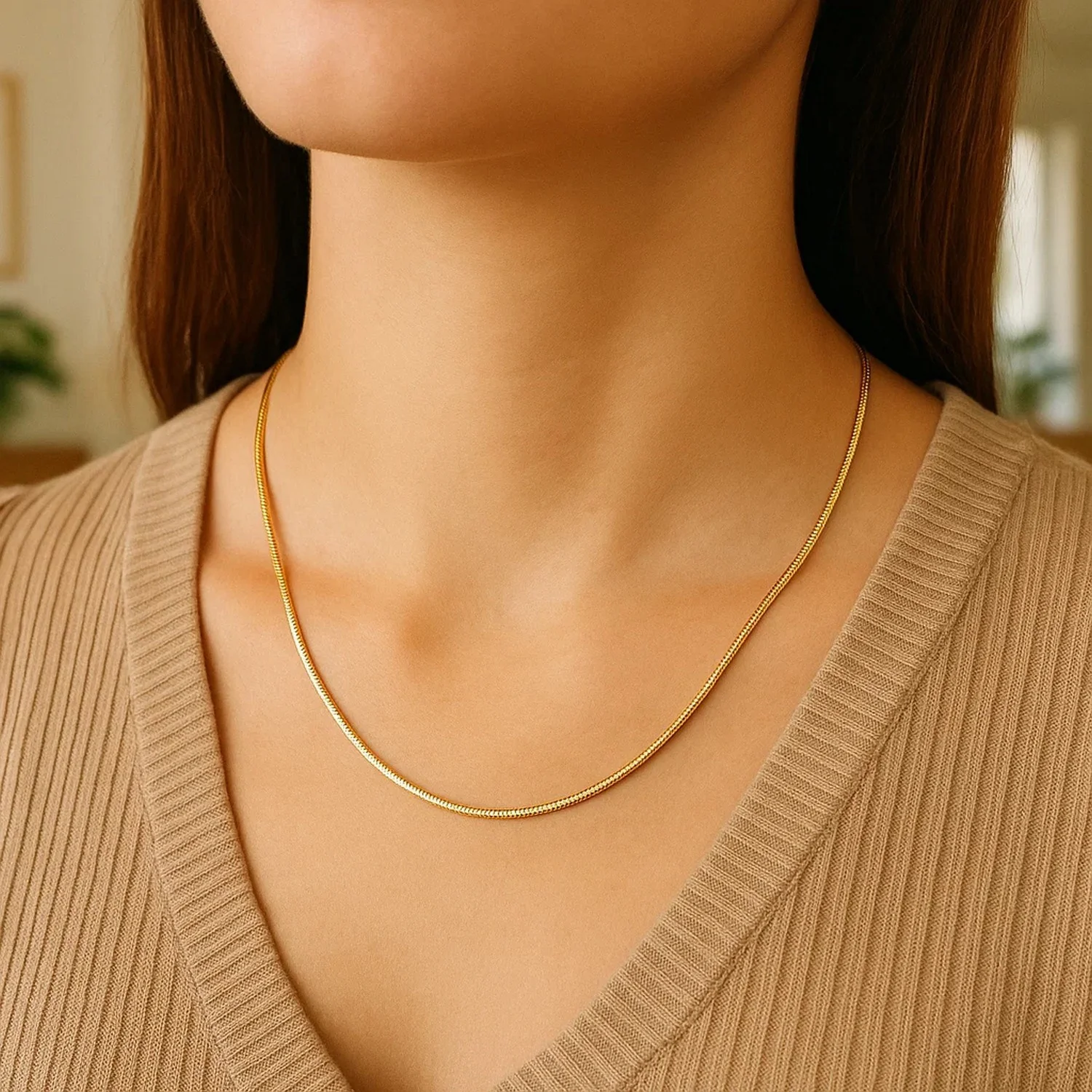14k Yellow Gold Round Snake Chain 0.9mm - Image 11
