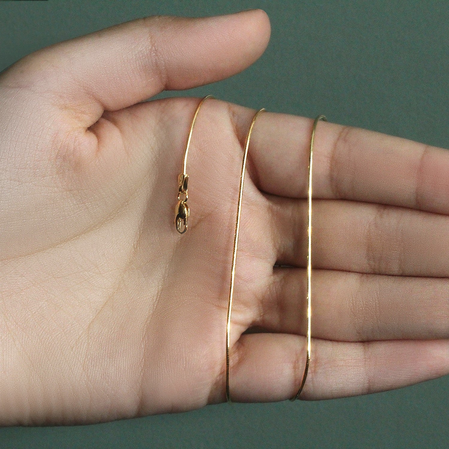 14k Yellow Gold Round Snake Chain 0.9mm - Image 8