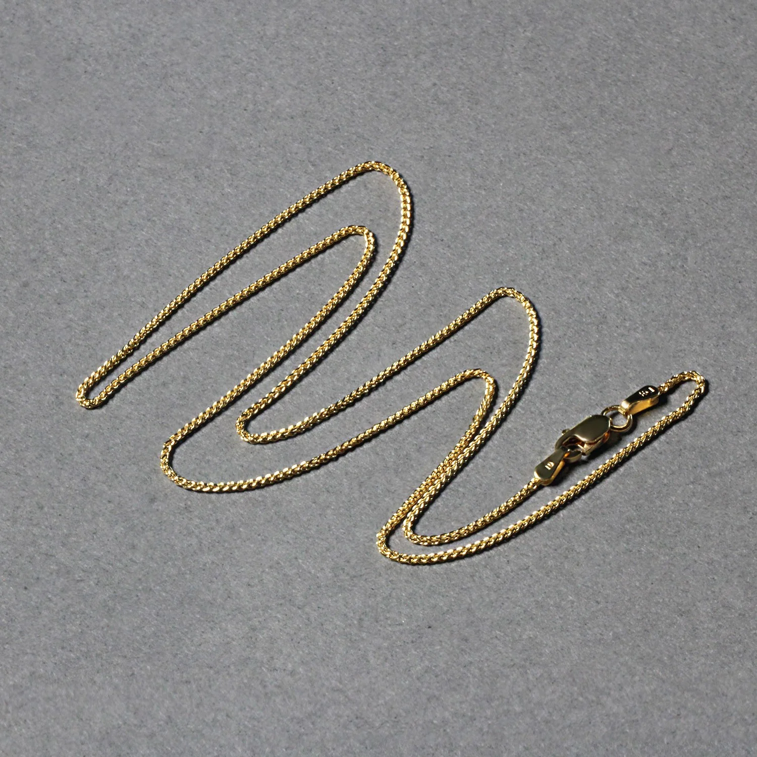 14k Yellow Gold Round Wheat Chain 1.0mm - Image 5