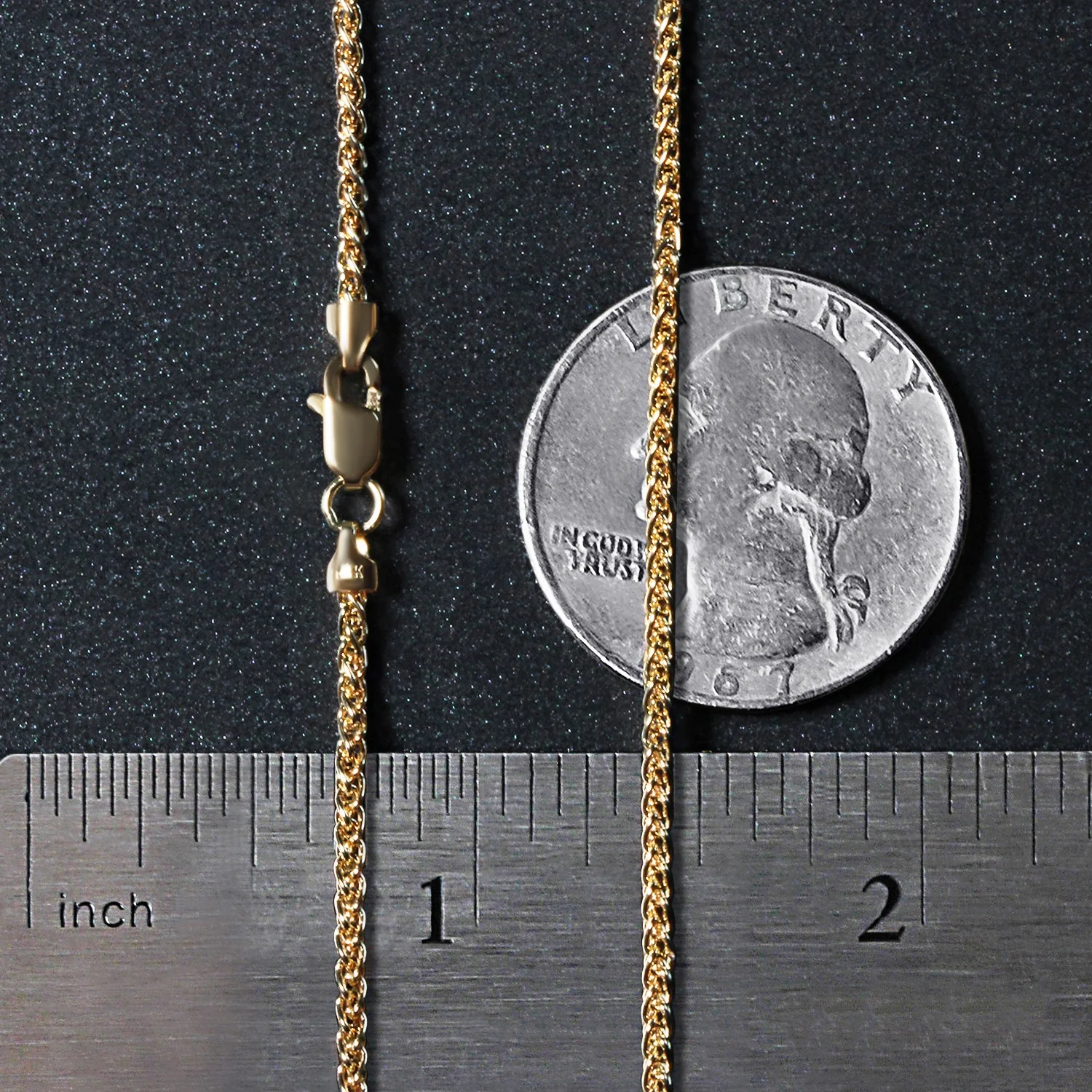 14k Yellow Gold Round Wheat Chain 1.5mm - Image 21